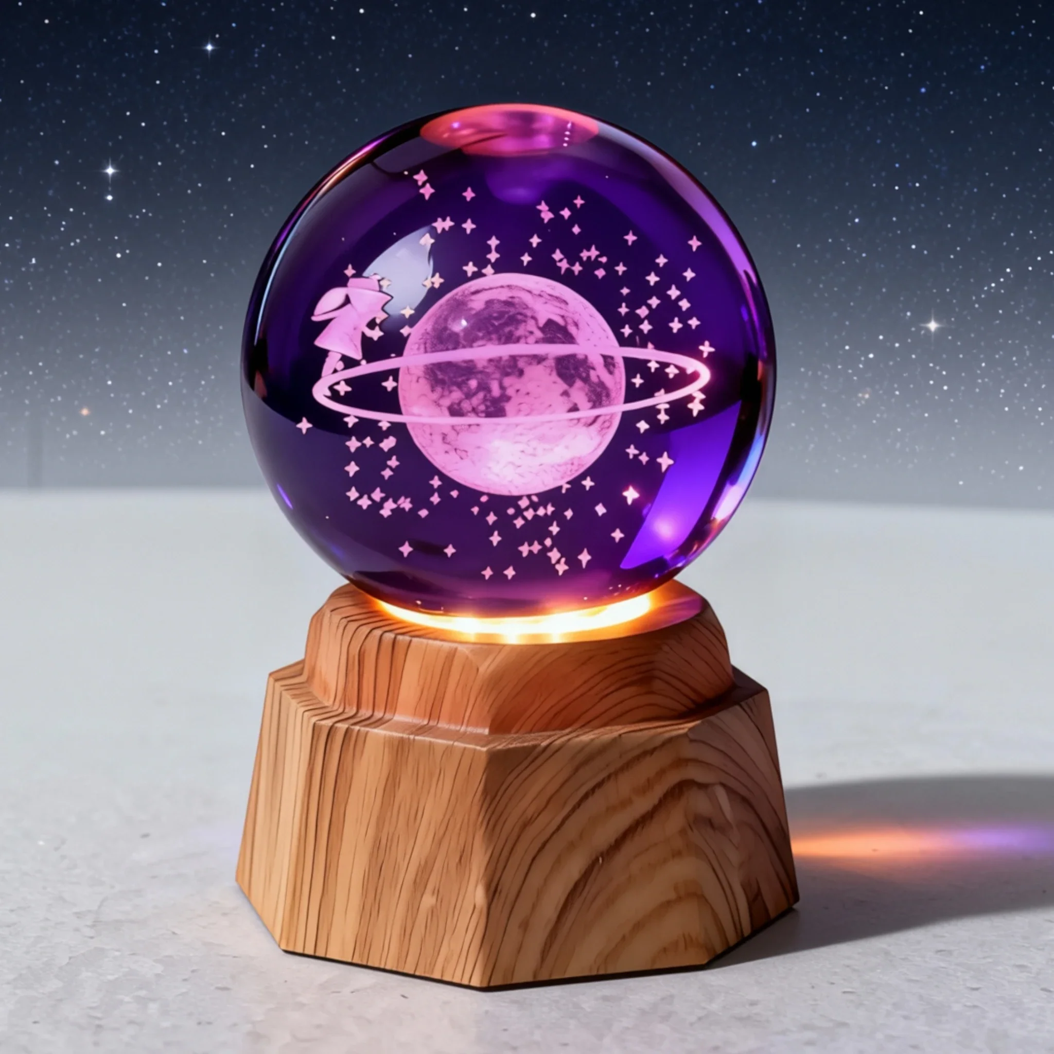 3d crystal moveable color globe wood base china - Image 2