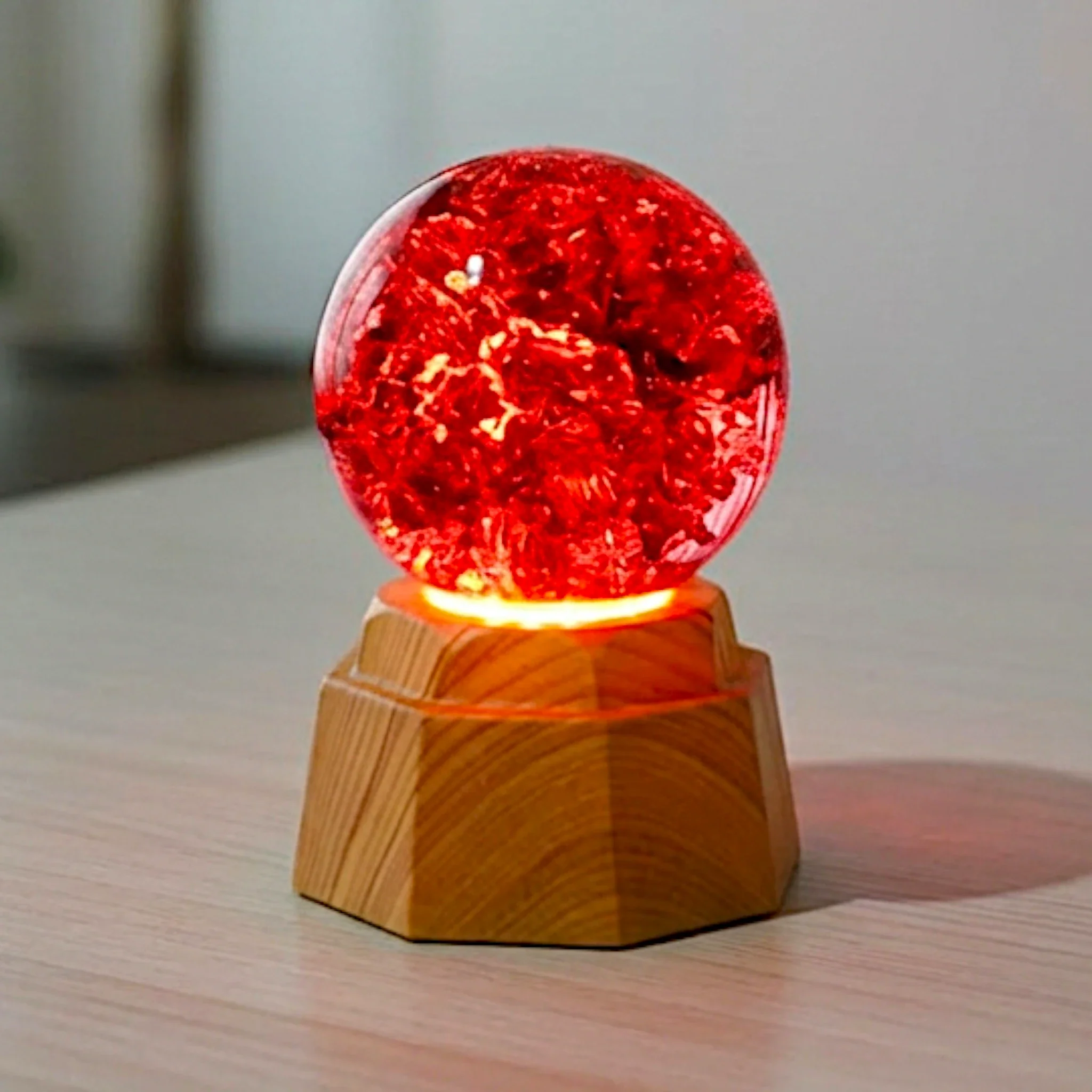 3d crystal moveable crack globe wood base texture china - Image 2