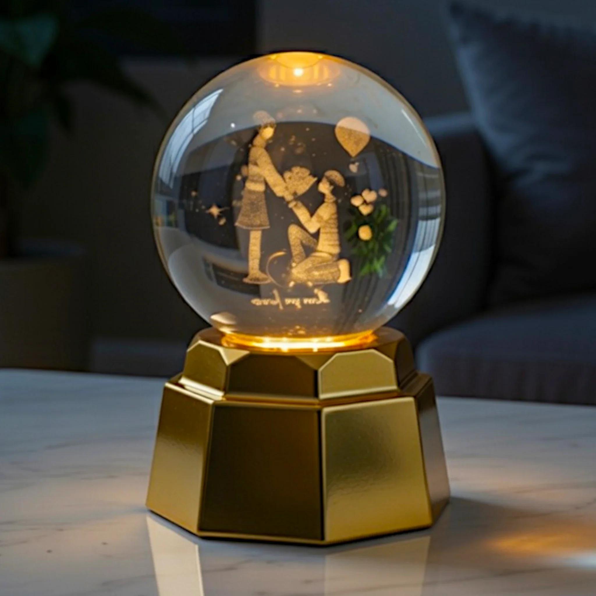 3d crystal moveable globe golden base china - Image 2