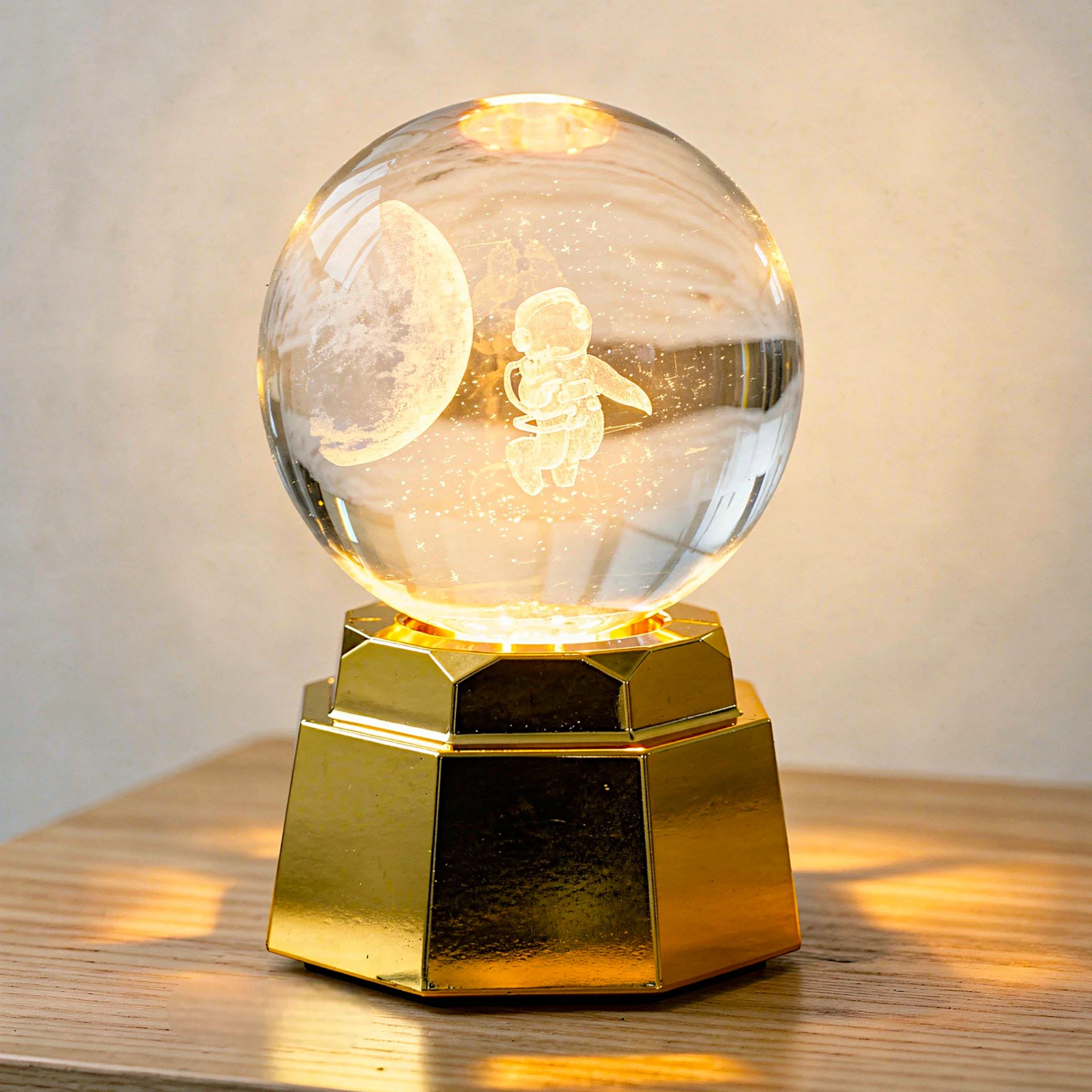 3d crystal moveable globe golden base china - Image 4