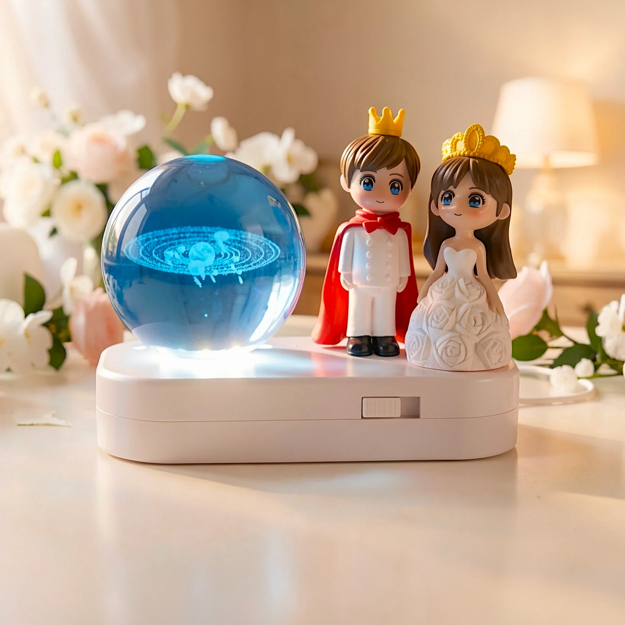 3d crystal moveable globe with couple characters - Image 2
