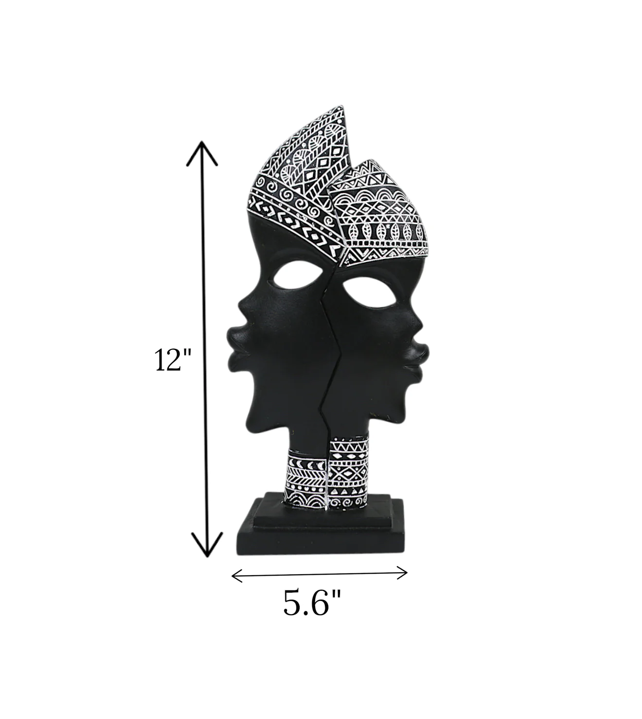 african lady mask black & white china 12x5.6 - Image 2