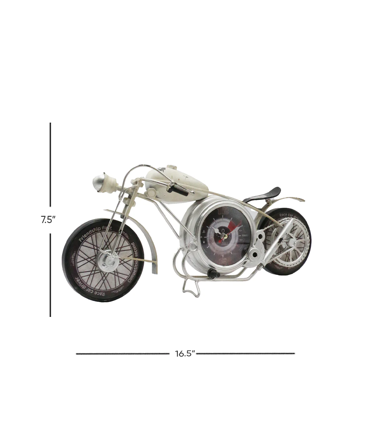 antiqe look matle bike & clock 7.5"x16.5" china d973 - Image 2