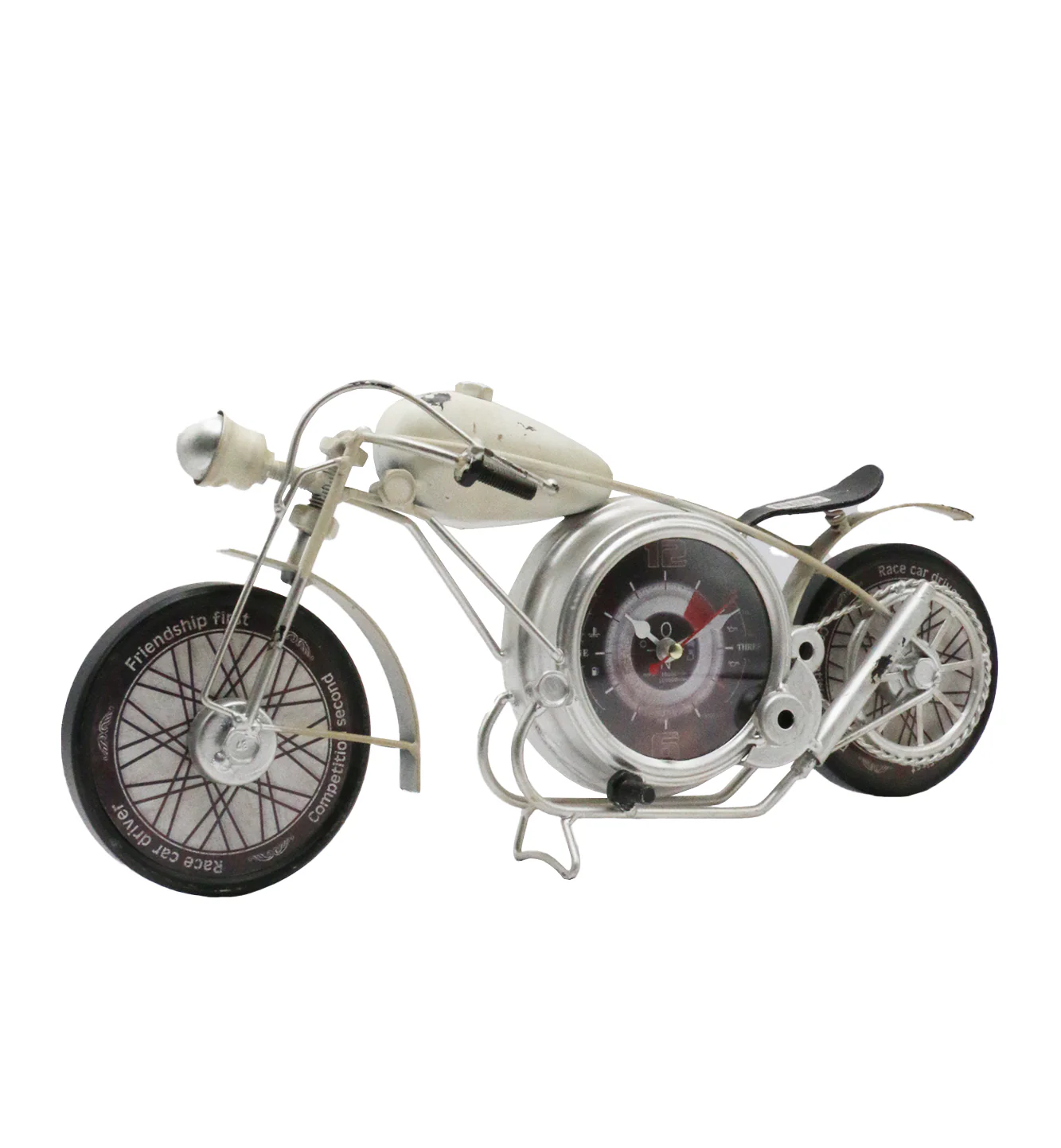 antiqe look matle bike & clock 7.5"x16.5" china d973 - Image 3