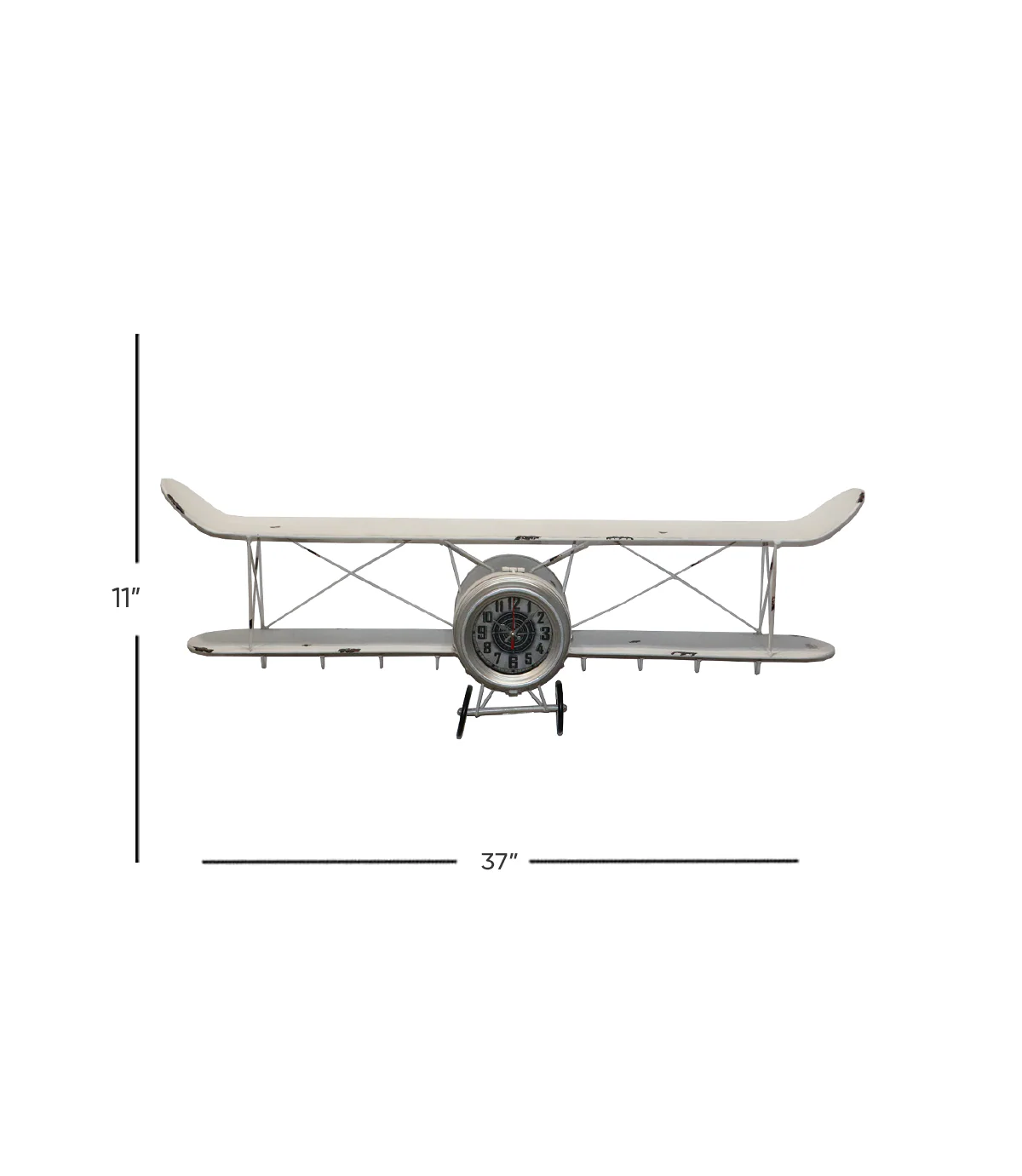 antique metal plane with shelf clock 11''x37'' china d974 - Image 2