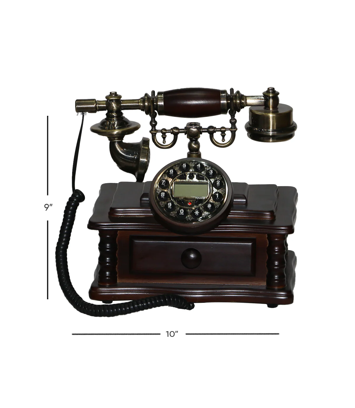 antique wood & metal telephone 9"x10" china 208 - Image 2