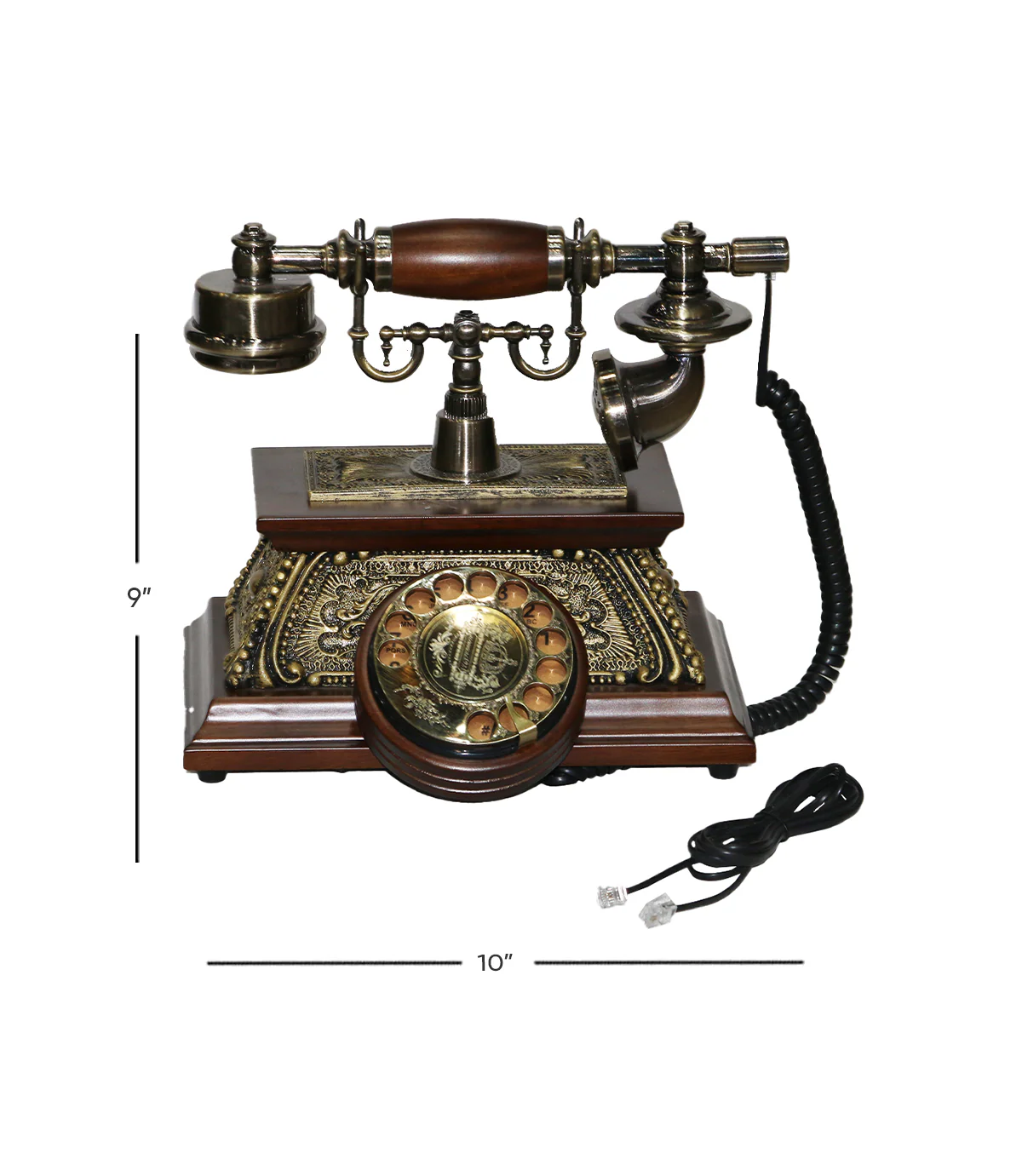 antique wood & metal telephone 9"x10" china 506 - Image 2