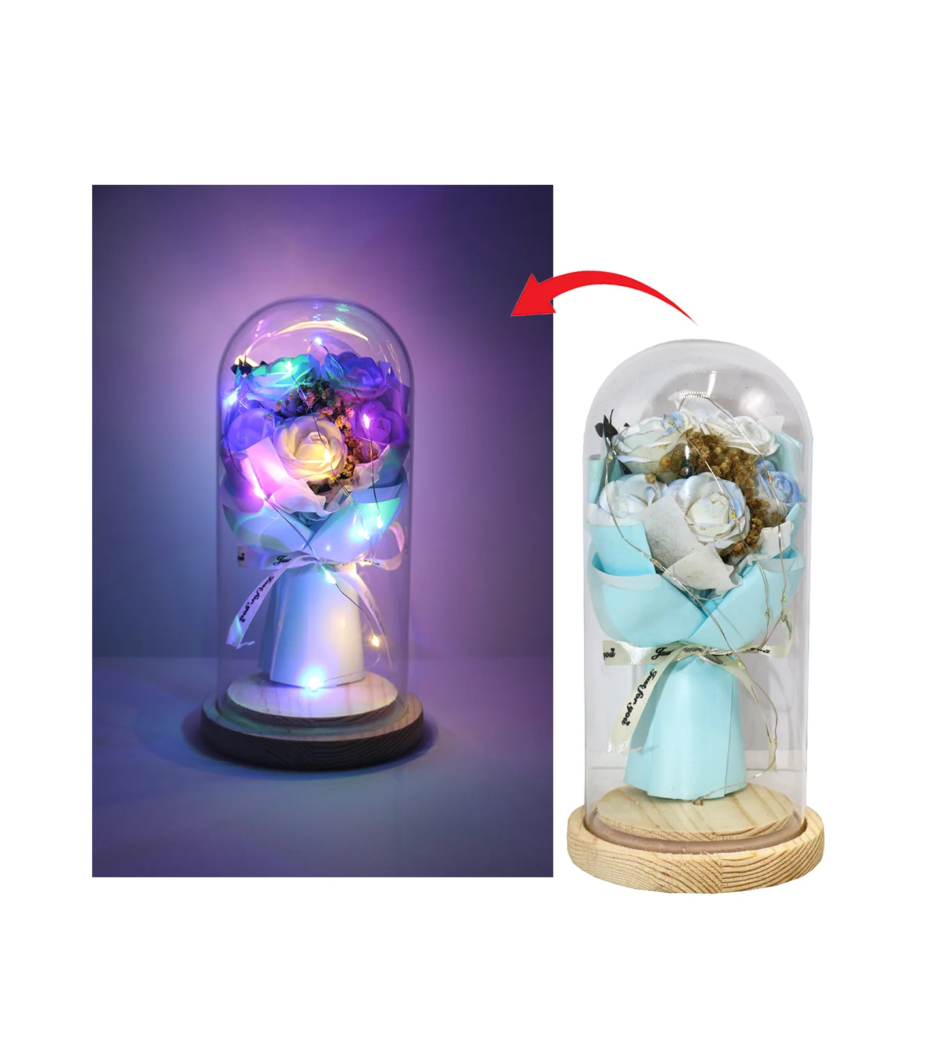 artificial flower in glass decorative 7122-7 - Image 2