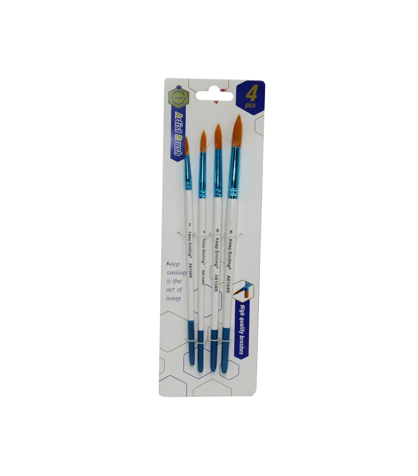 keep smiling artist brush set flat & round 4pc a6104m - Image 2