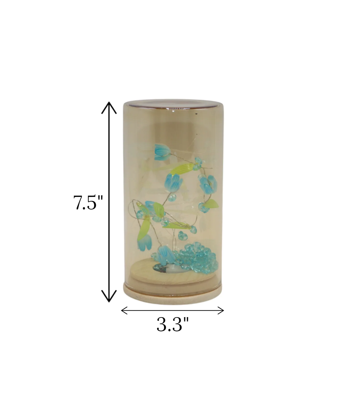 blue flower in shiny glass china "7.5x3.3" - Image 2