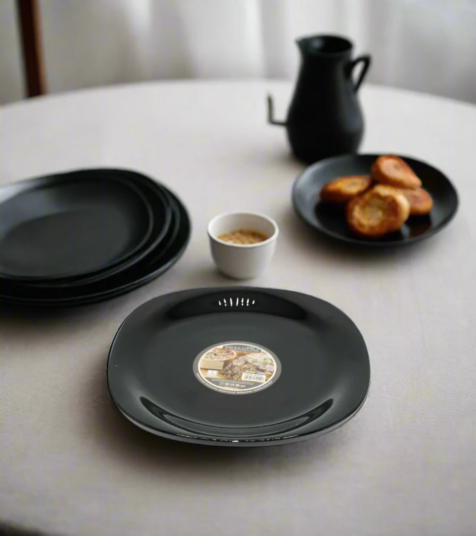black marble plate rice 11" sq china blfp110