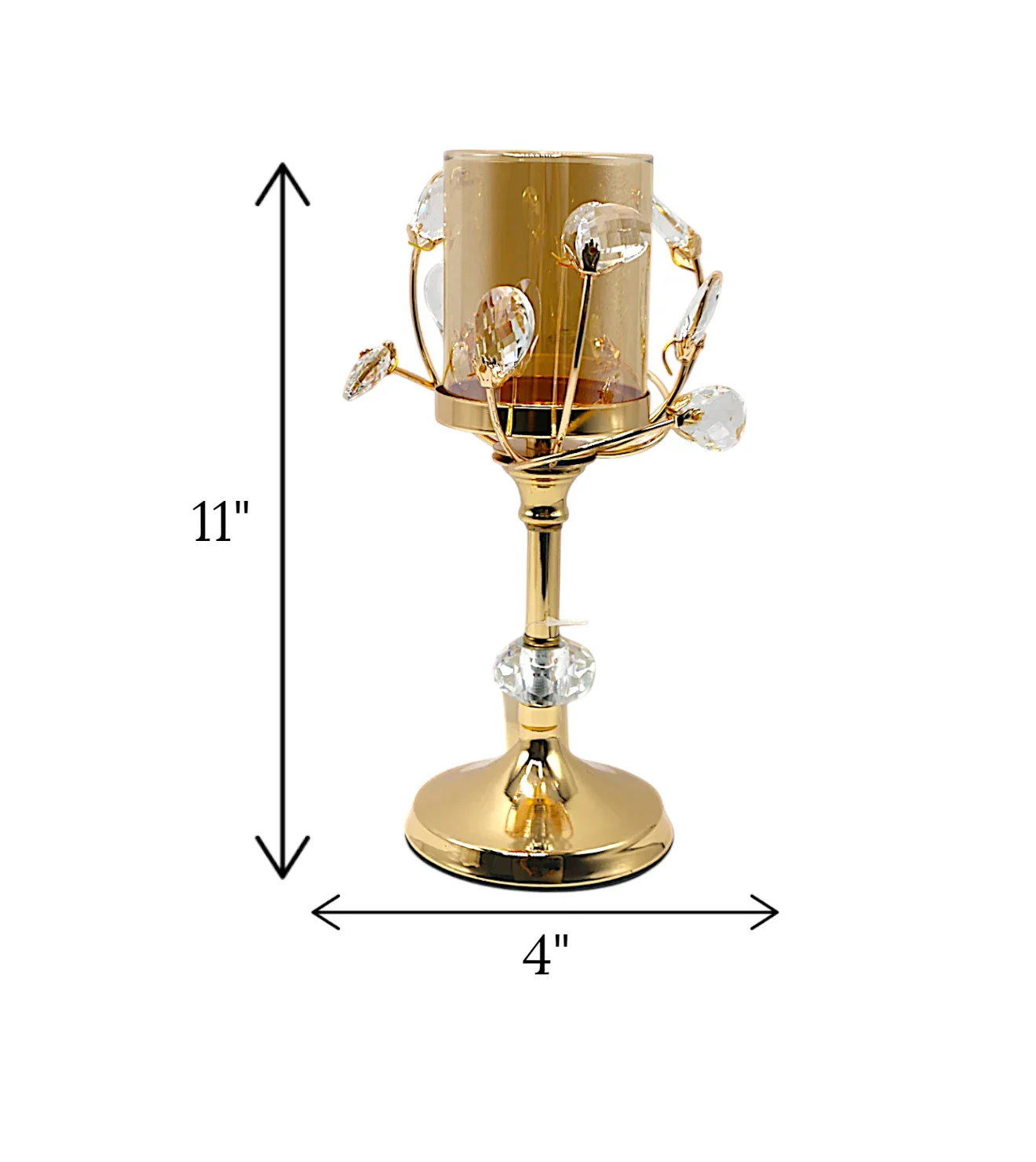 candle stand golden with crystal beads small china "11x4" - Image 2