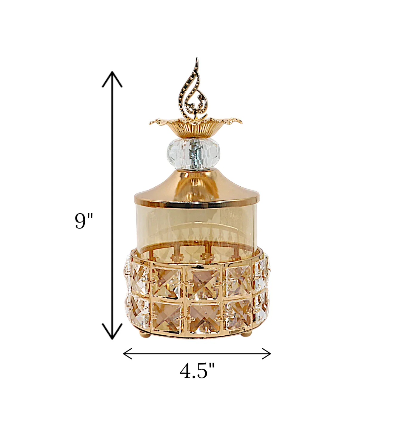 candy jar & lid golden small china "9x4.5" - Image 2