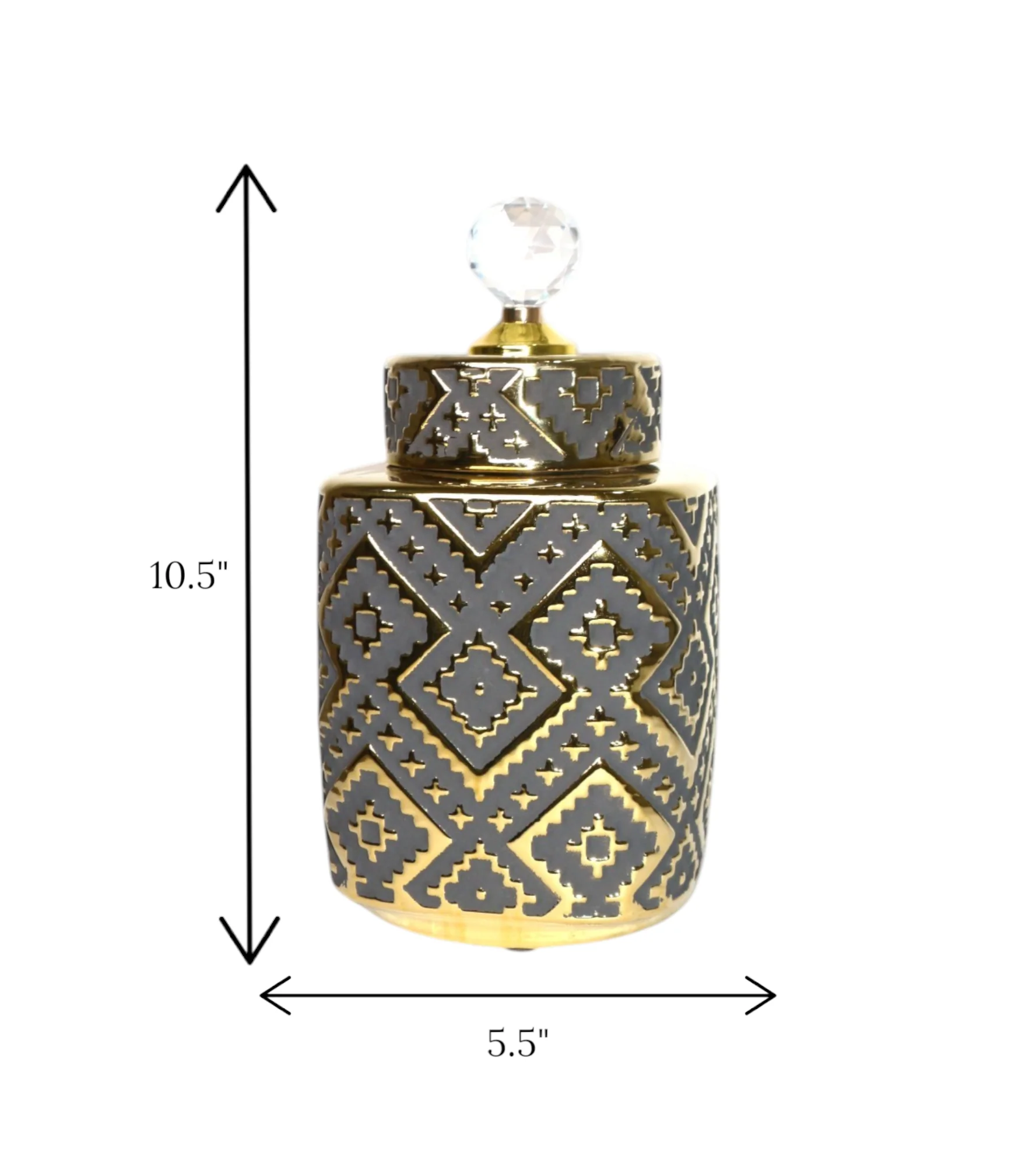 ceramic candy jar black & gloden medium china - Image 2