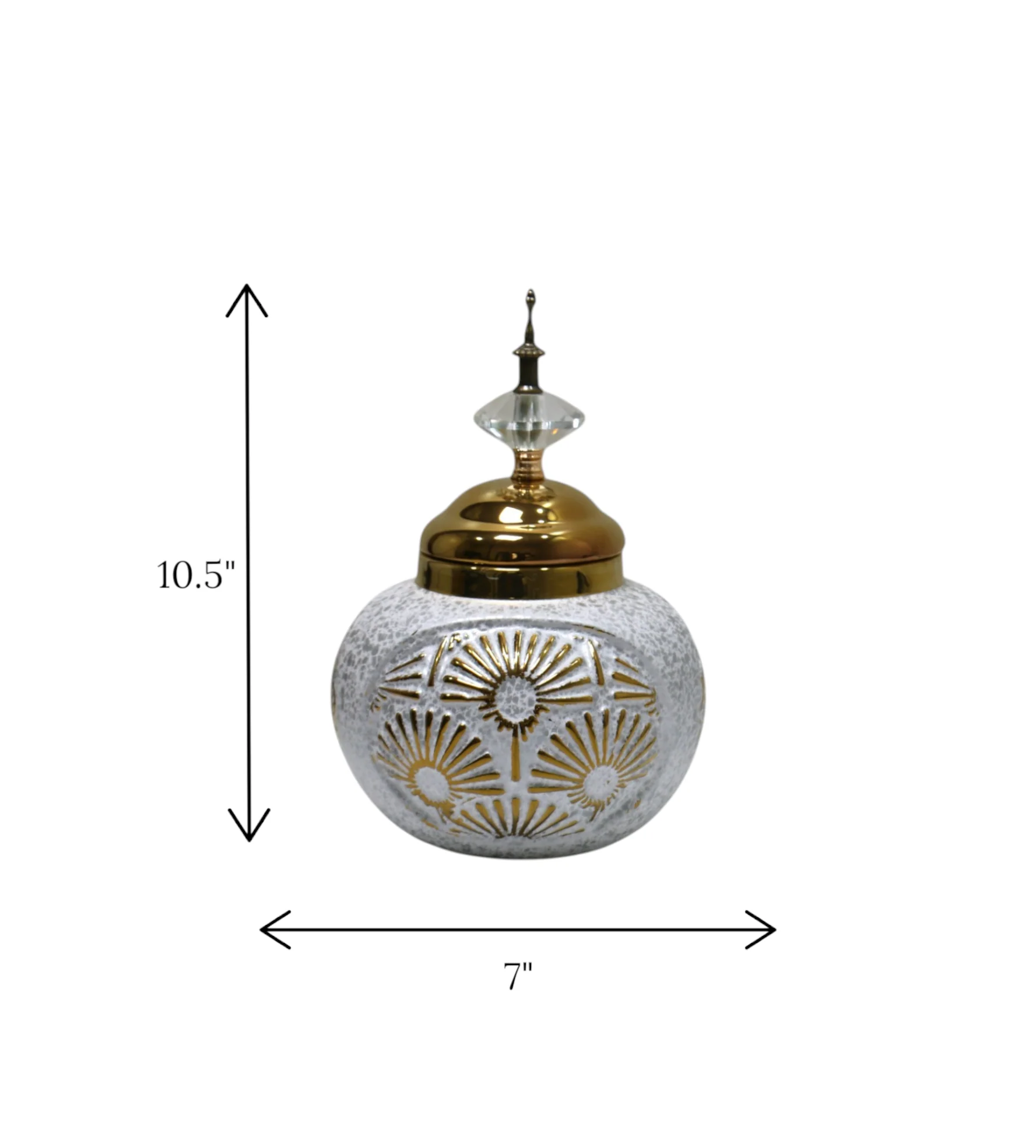 ceramic candy jar grey & golden small china - Image 2