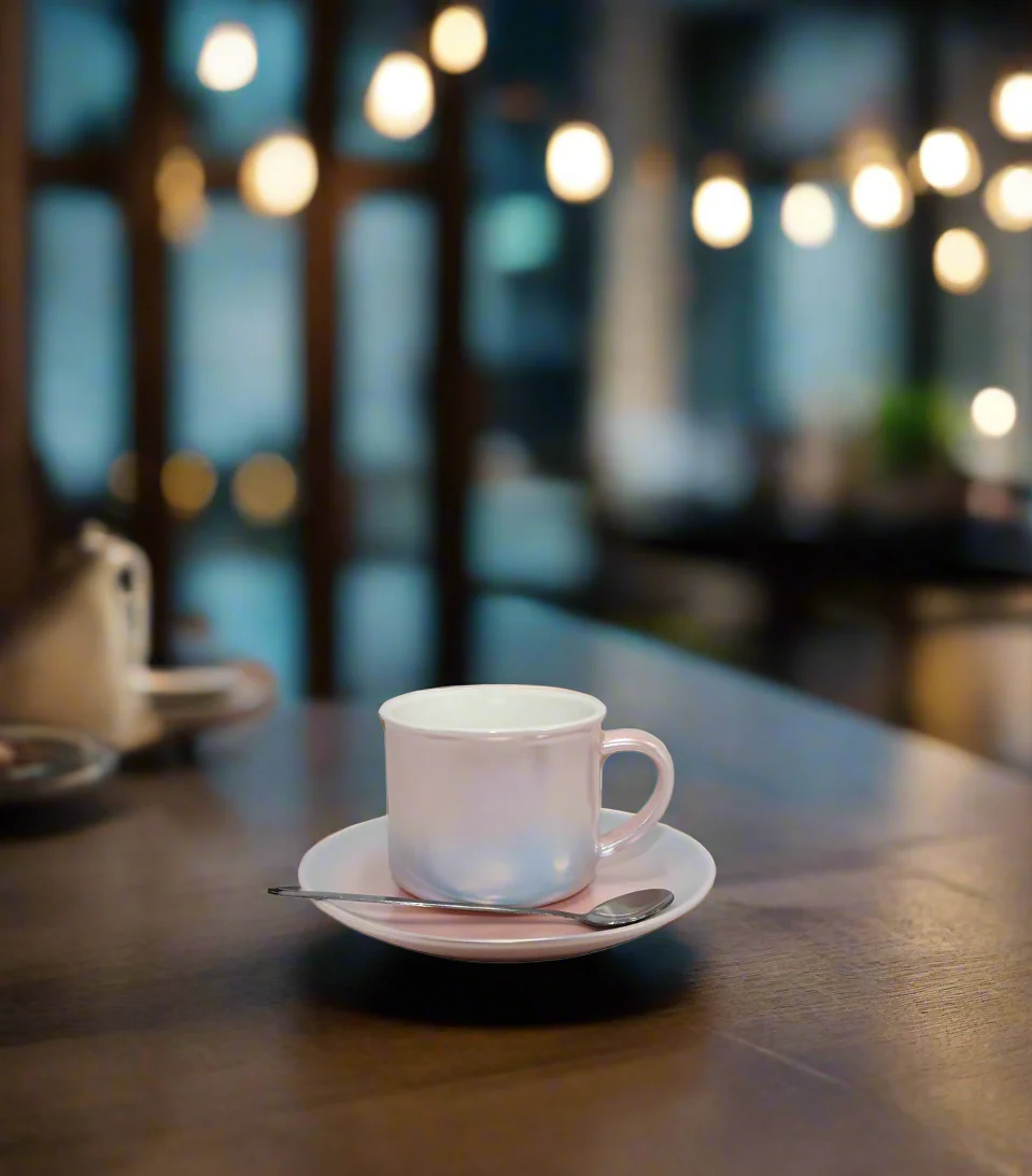 ceramic cup & saucer 2pc with spoon china 2151