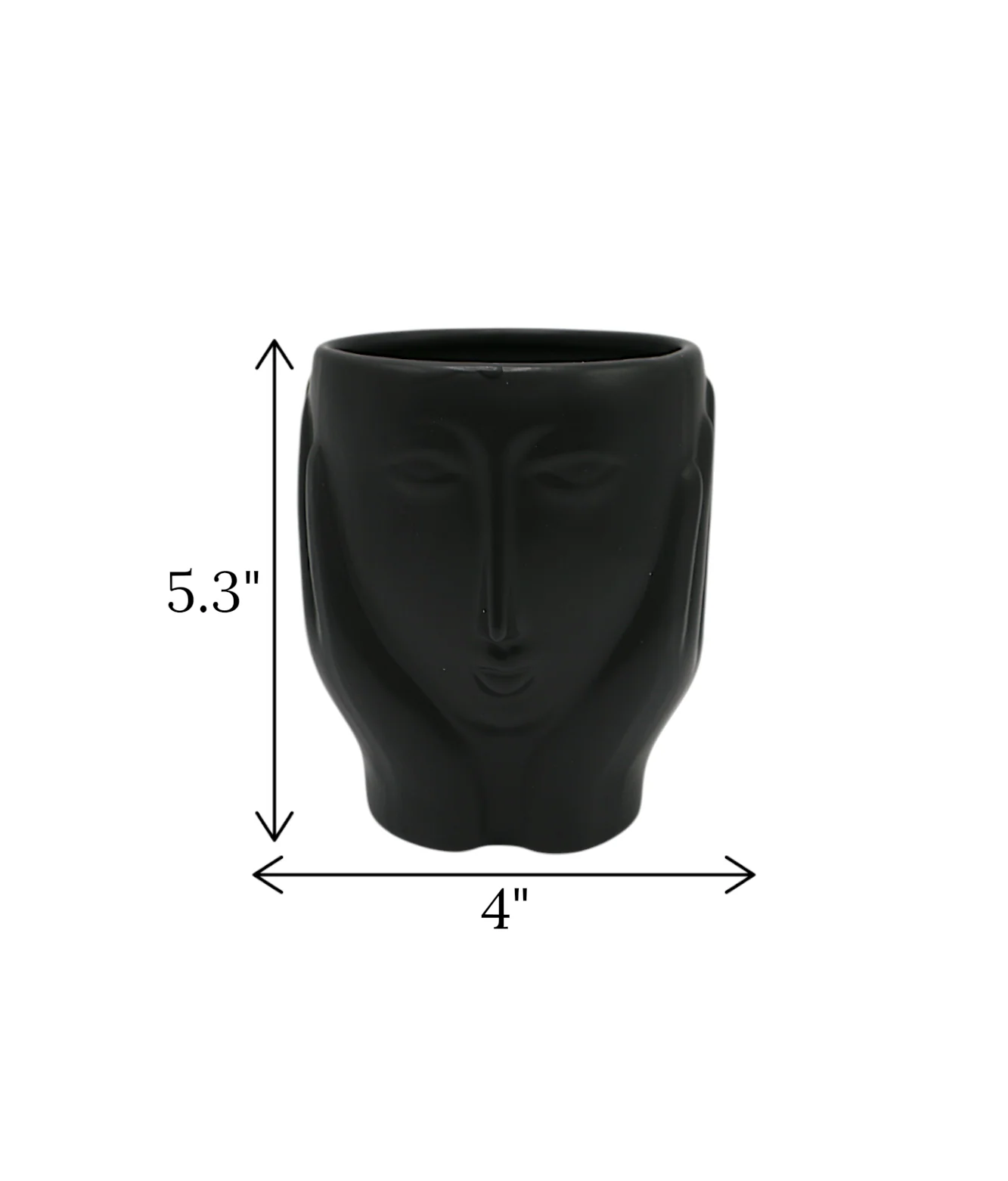 ceramic face vase black small china "5.3x4" - Image 2
