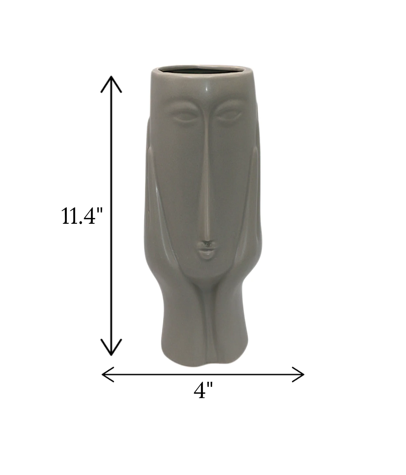 ceramic face vase grey large china "11.4x4" - Image 2