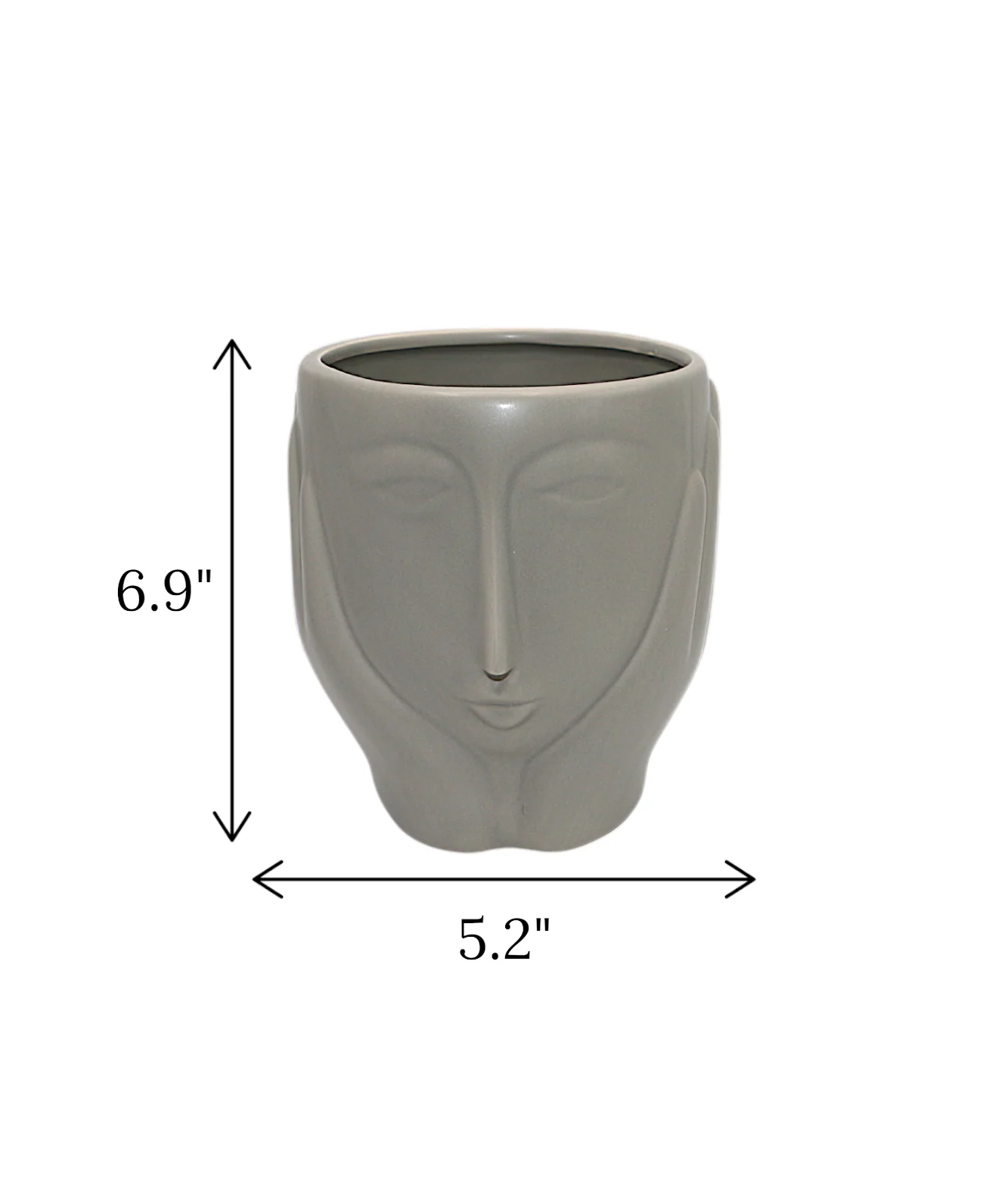 ceramic face vase grey medium china "6.9x5.2" - Image 2