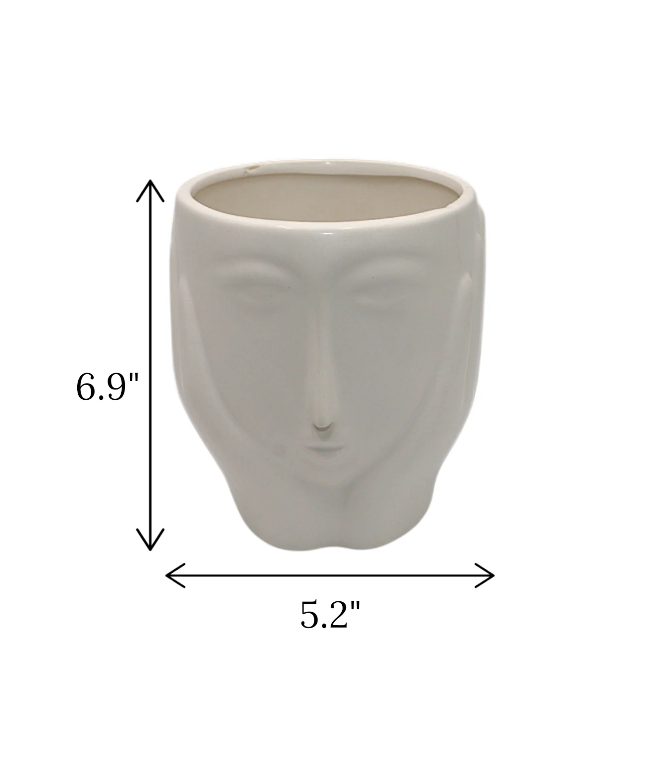 ceramic face vase white medium china "6.9x5.2" - Image 2