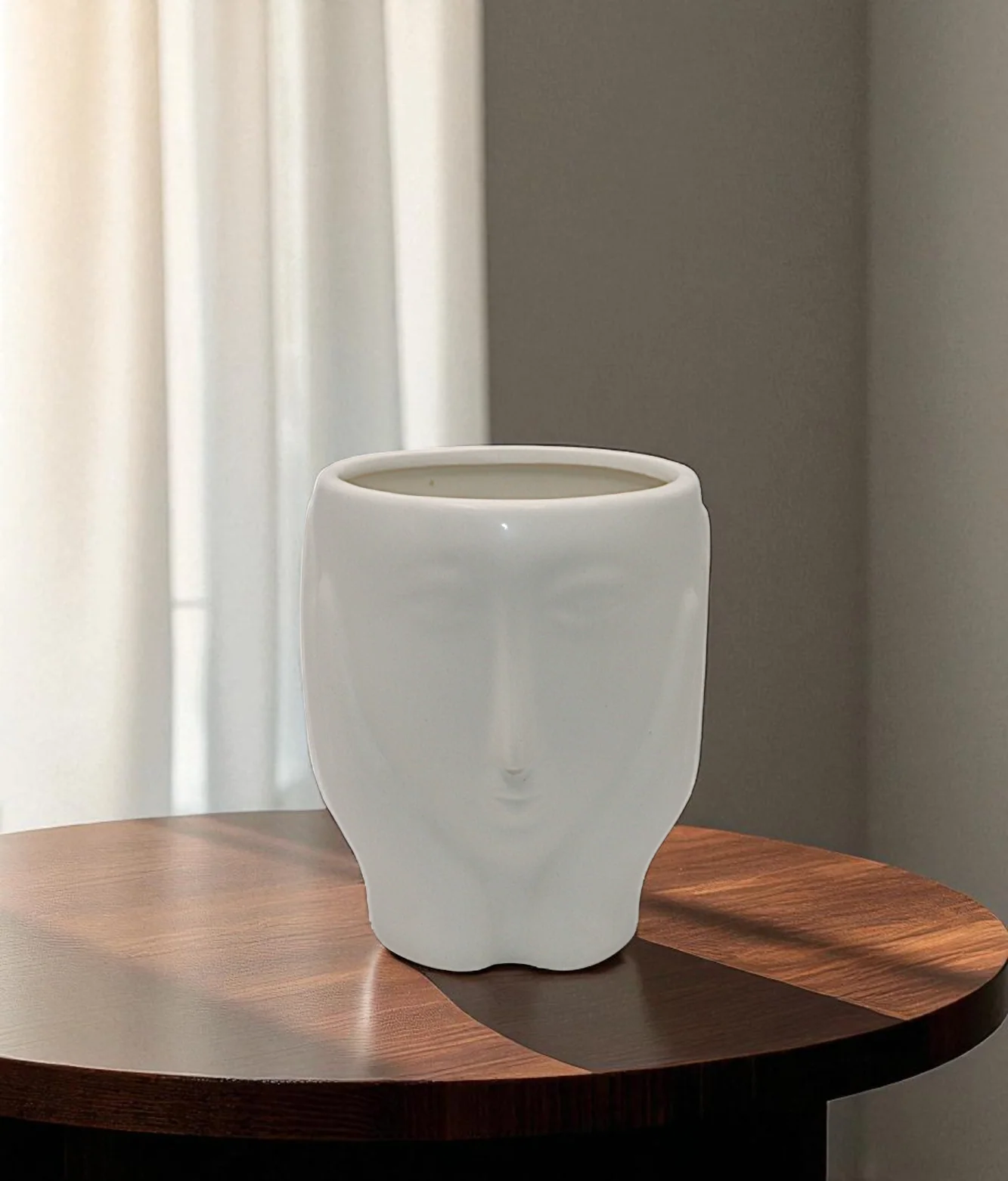ceramic face vase white small china "5.3x4"