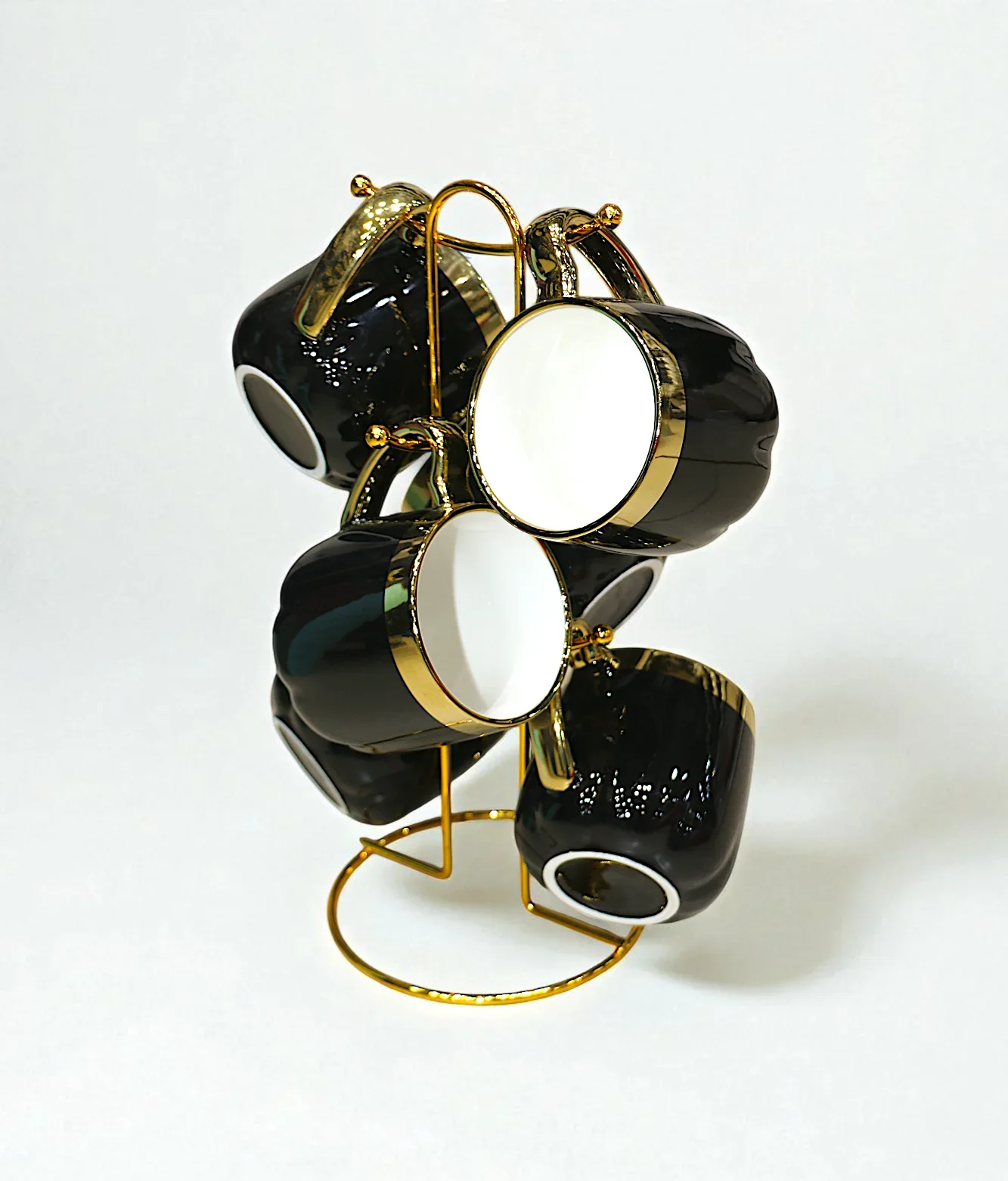 ceramic mug 6pc with metal stand black china 6818 - Image 2