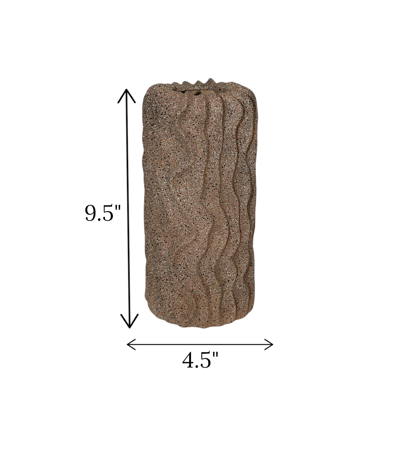 ceramic tube vase textured zigzag brown china 9.5x4.5 - Image 2