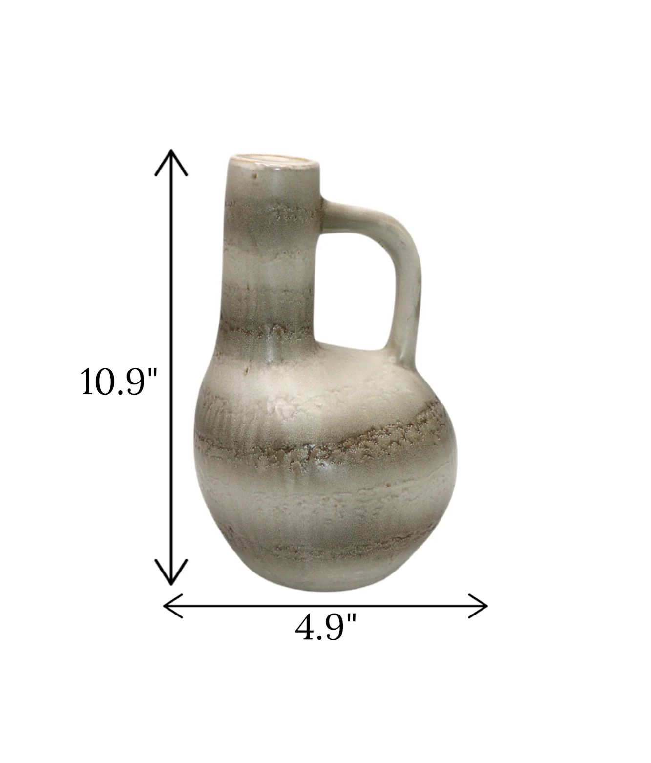 ceramic vase 2tone with handle china "10.9x4.9" - Image 2