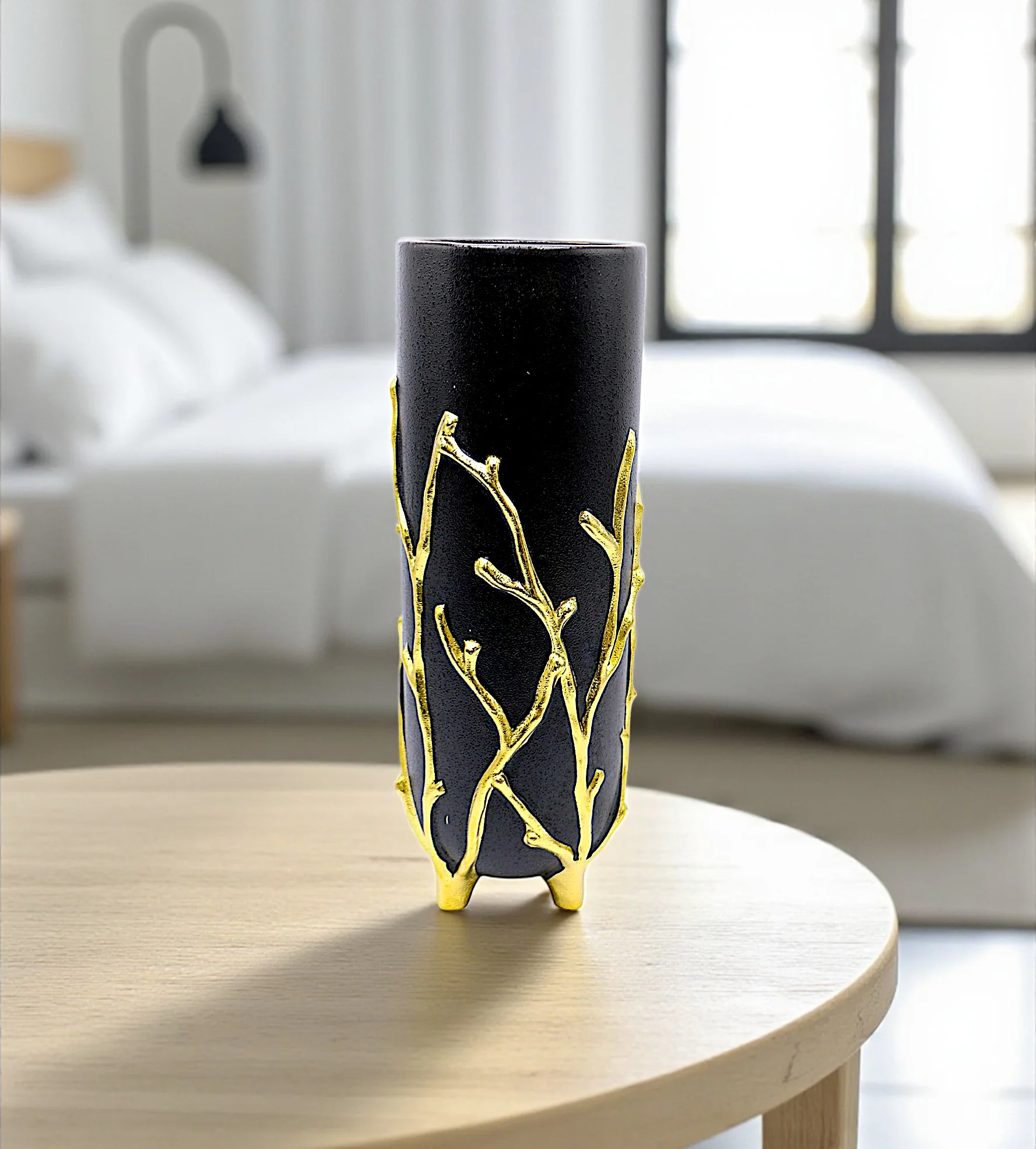 ceramic vase black & golden large china