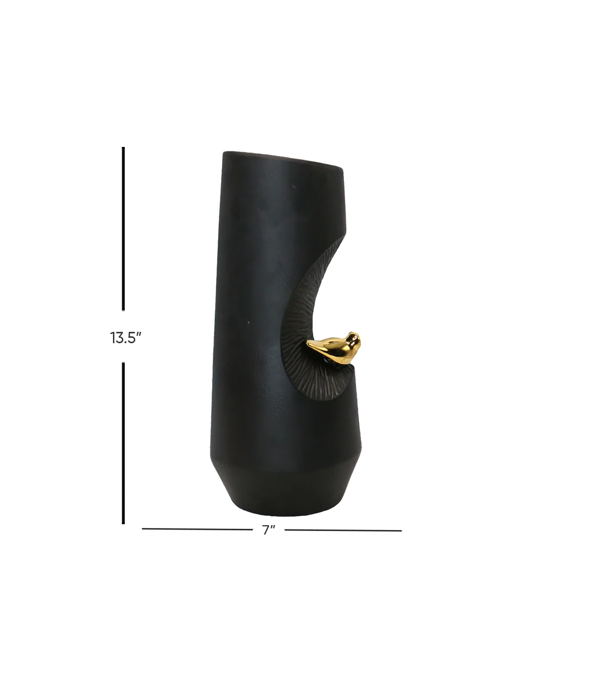 ceramic vase black with sparrow 13.5"x7" china d152 - Image 2
