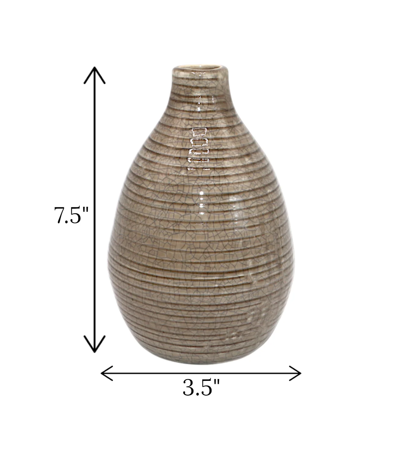 ceramic vase grey surahi 7.5"x3.5" china - Image 2