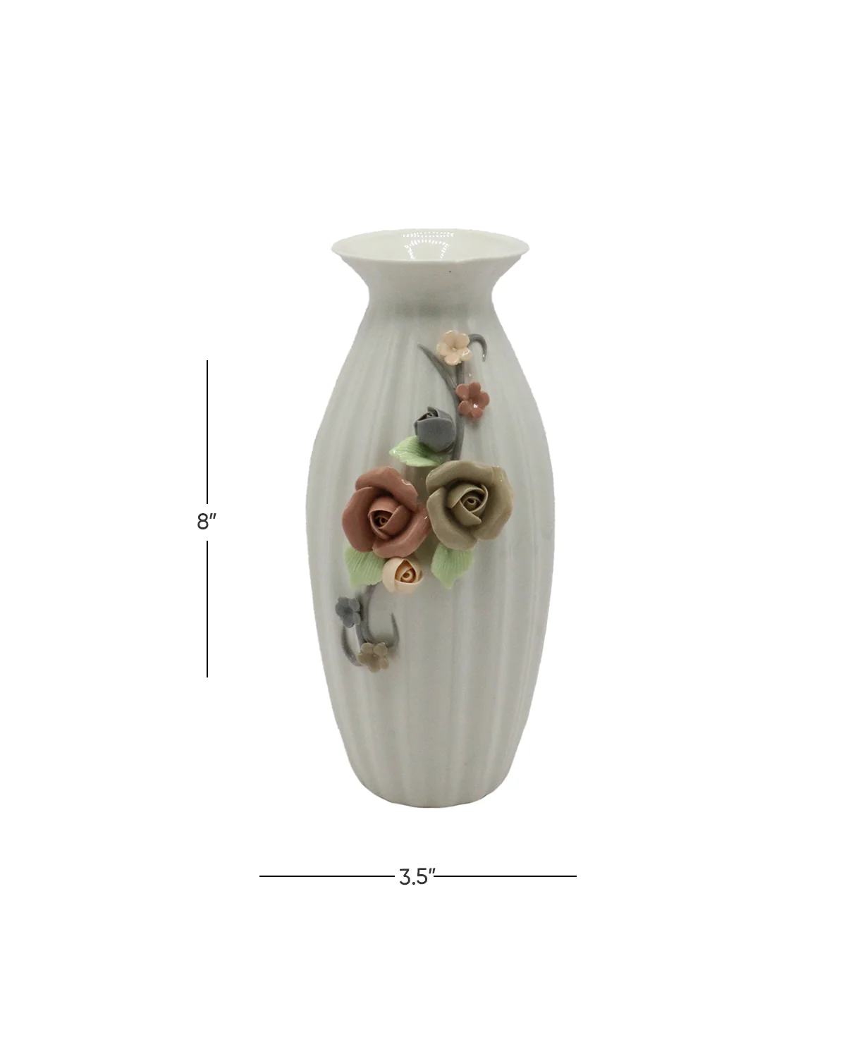 ceramic vase embosed 8''hx3.5" china d112 - Image 2