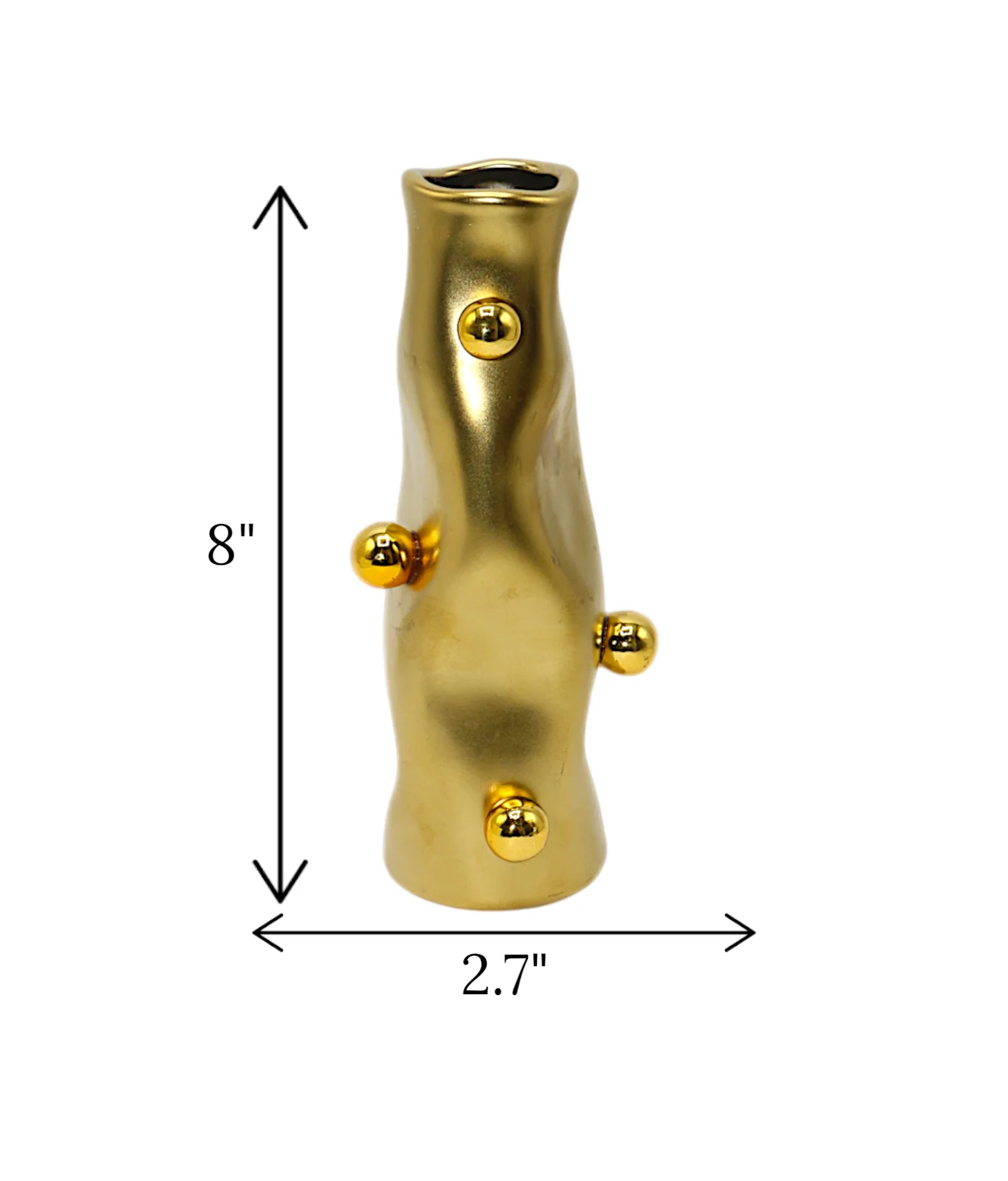 ceramic vase golden china "8x2.7" - Image 2