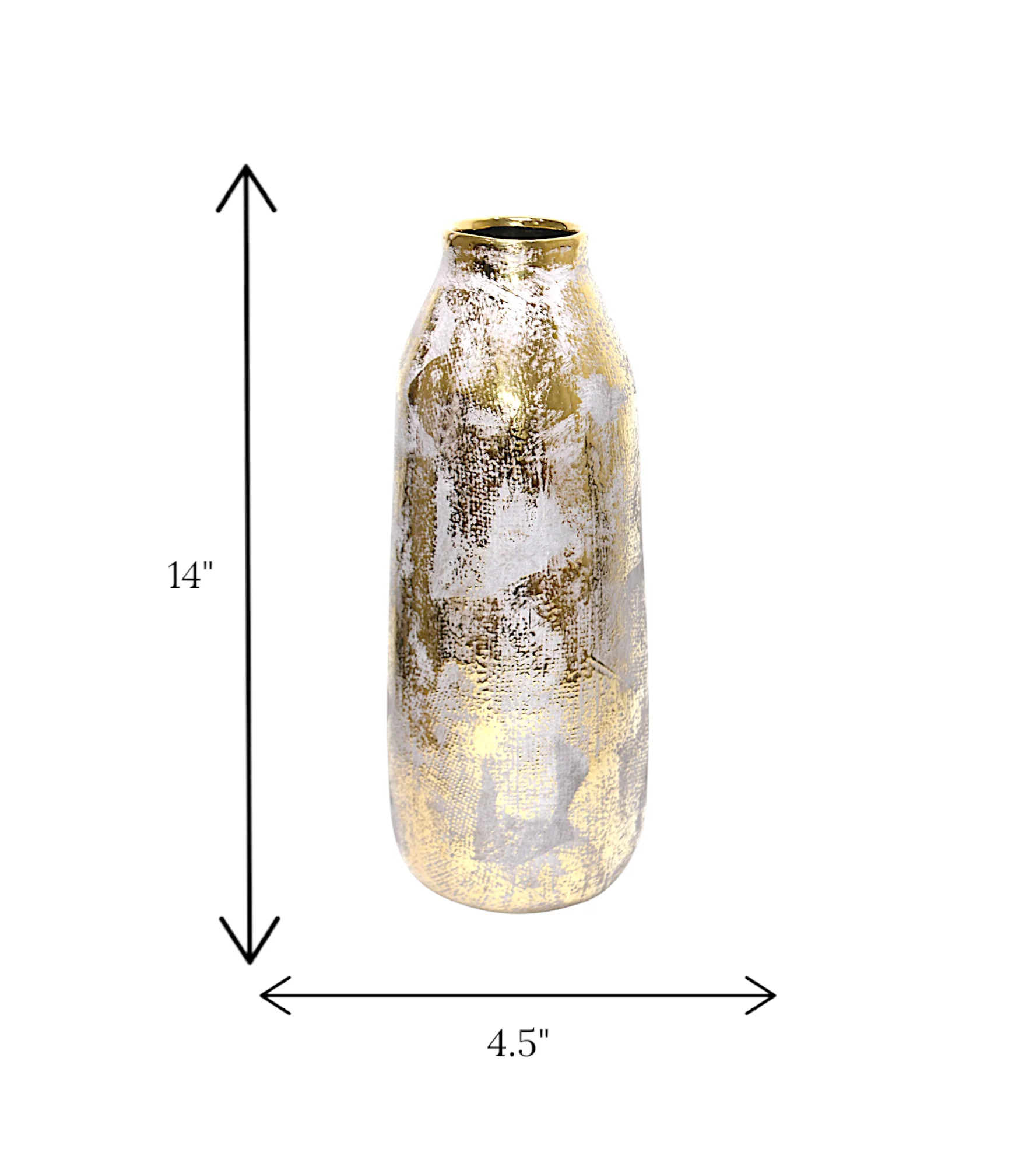 ceramic vase golden & gray large china - Image 2
