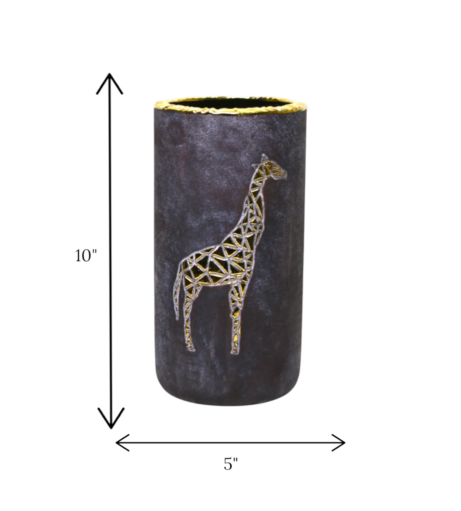 ceramic vase gray & golden giraffe china - Image 2