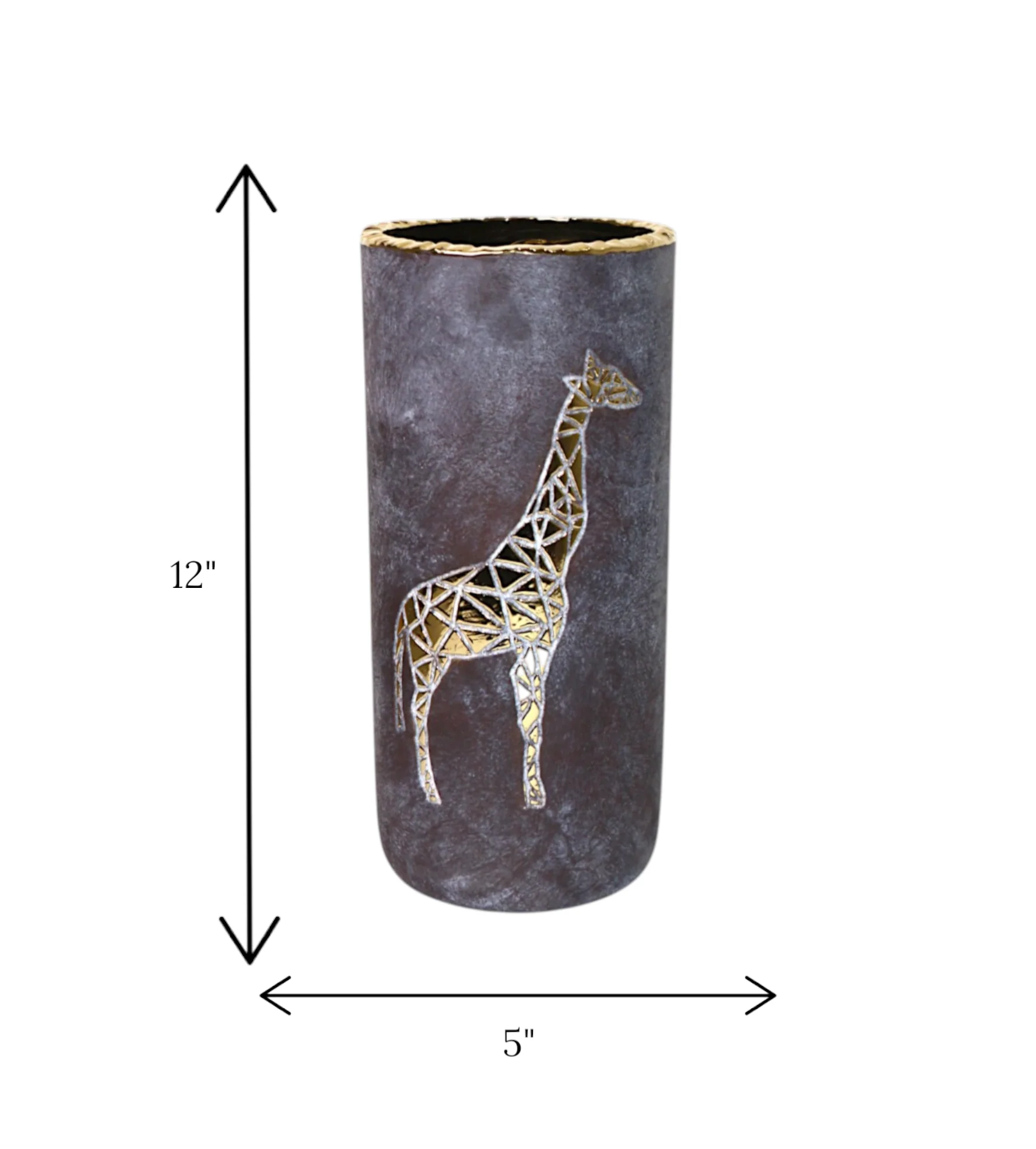 ceramic vase gray & golden giraffe medium china - Image 2