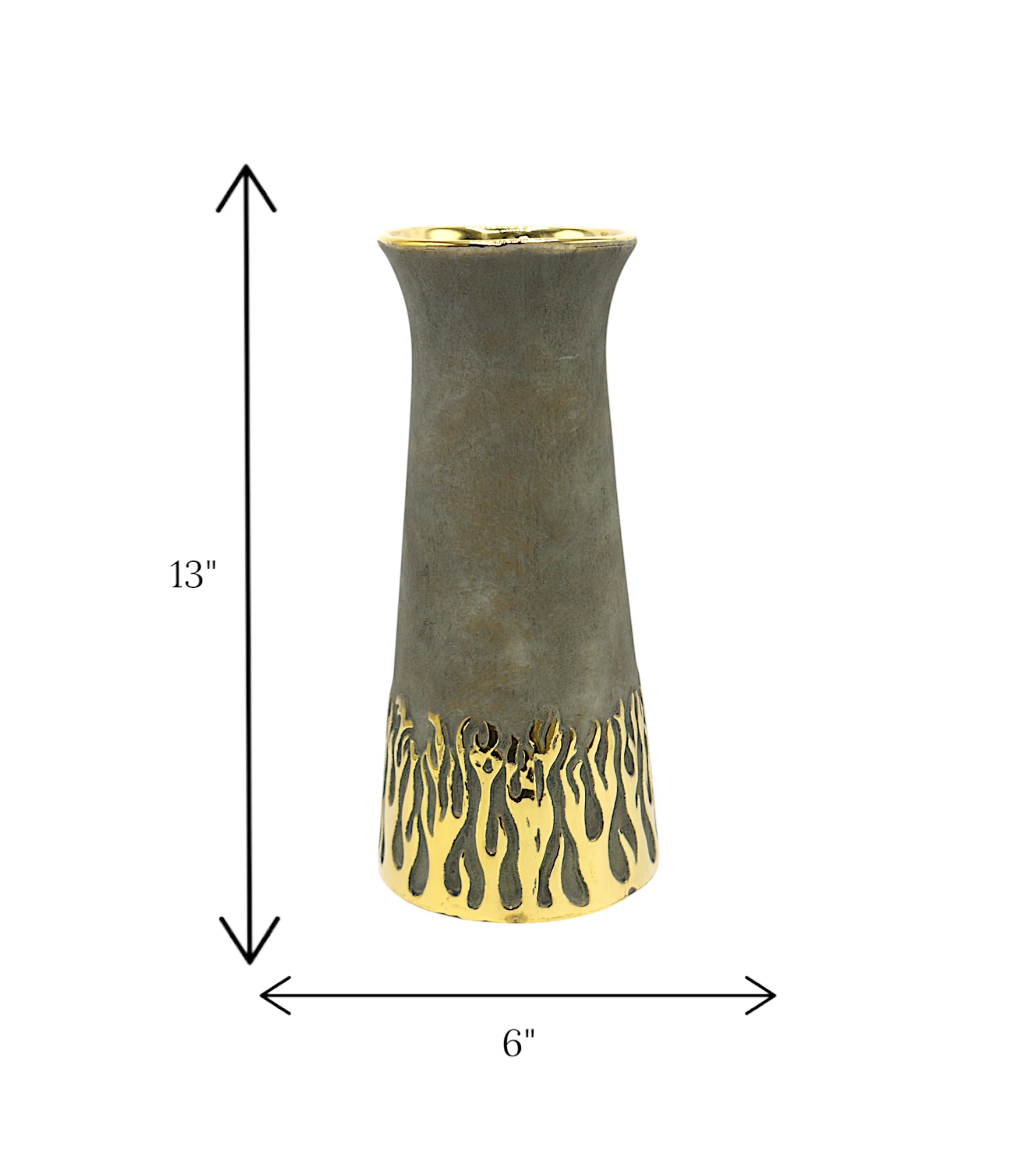 ceramic vase gray & golden large china - Image 2