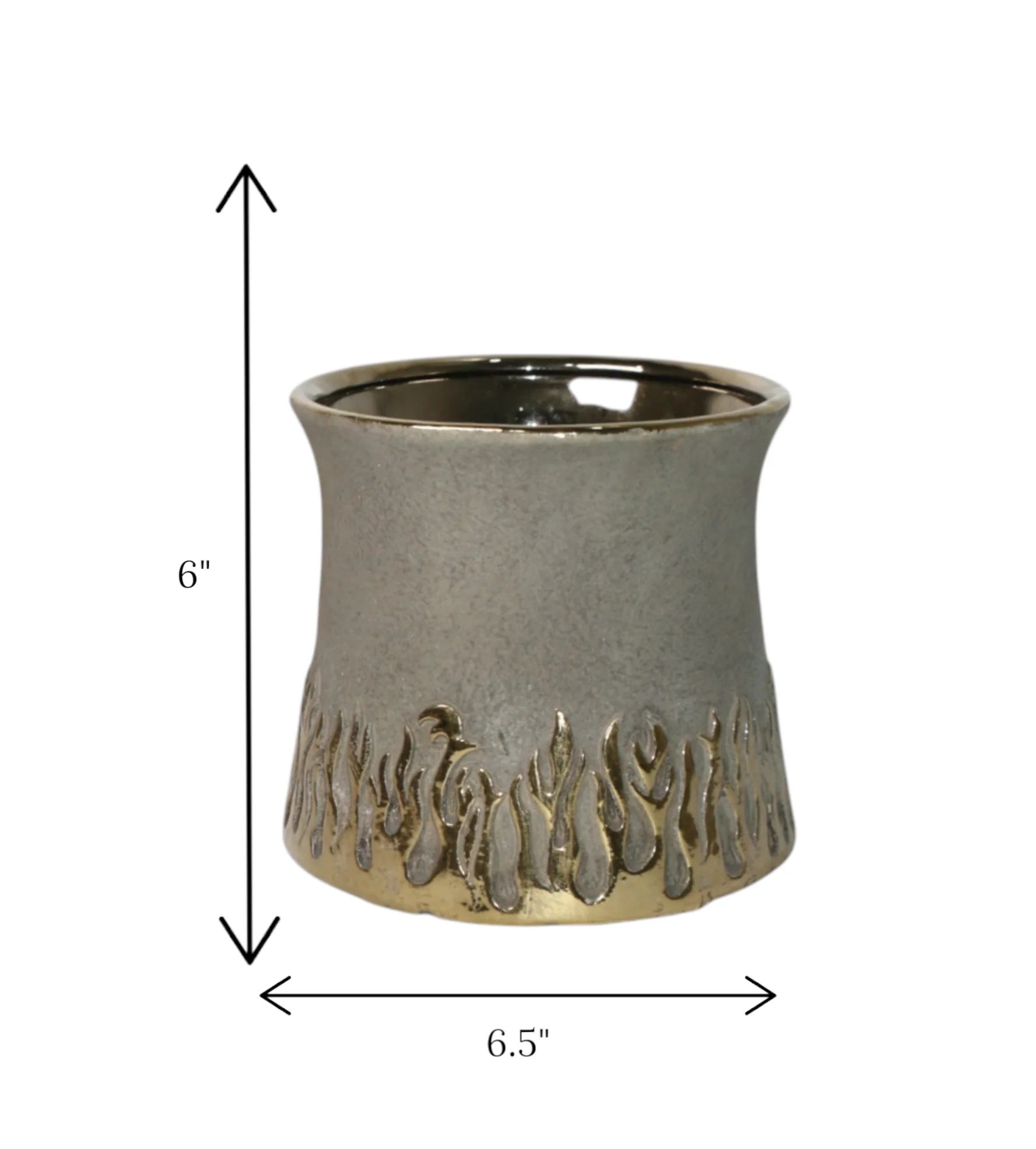 ceramic vase gray & golden medium china - Image 2