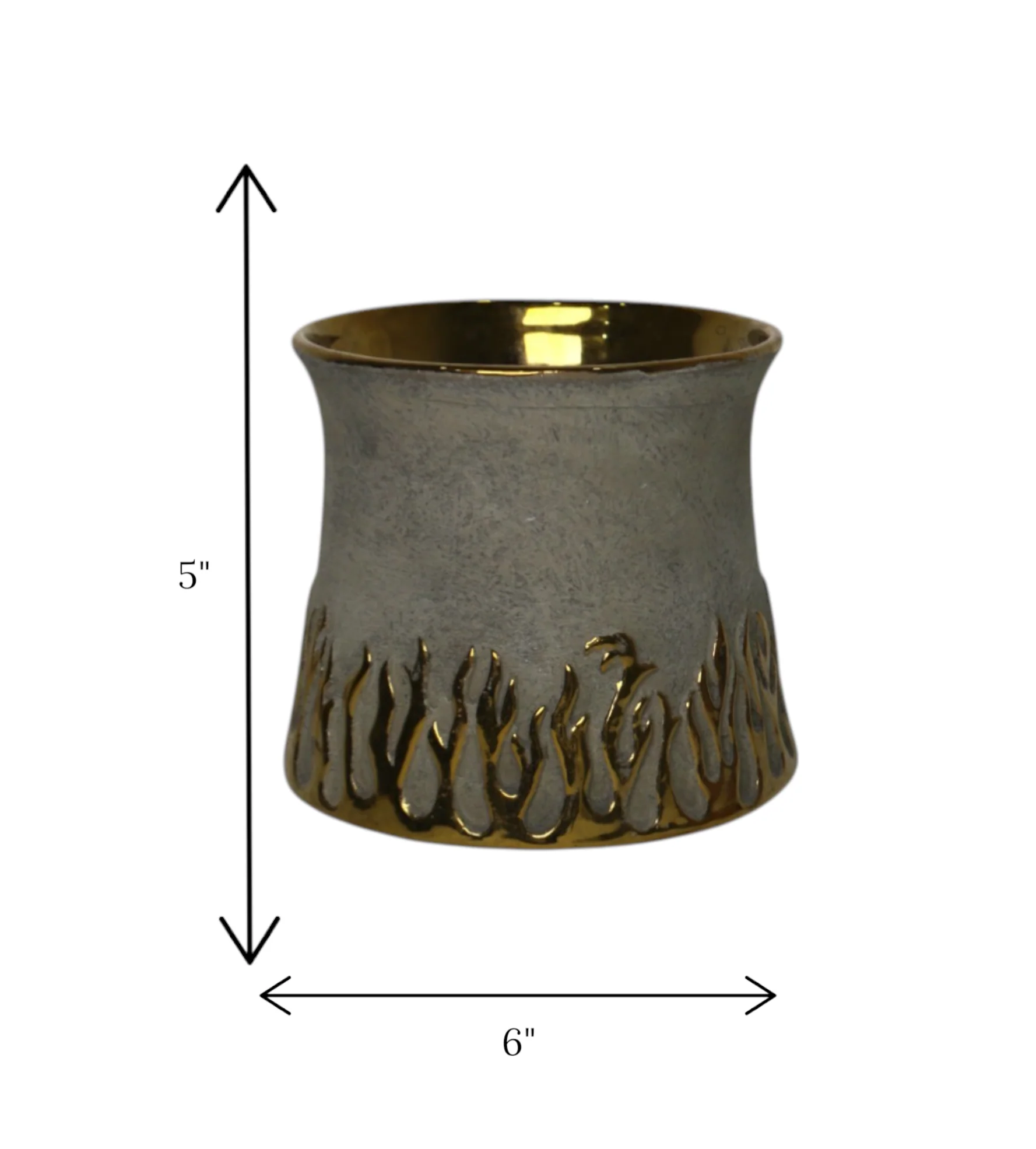 ceramic vase gray & golden small china - Image 2