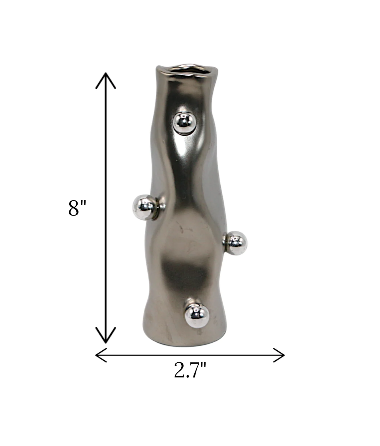 ceramic vase silver china "8x2.7" - Image 2