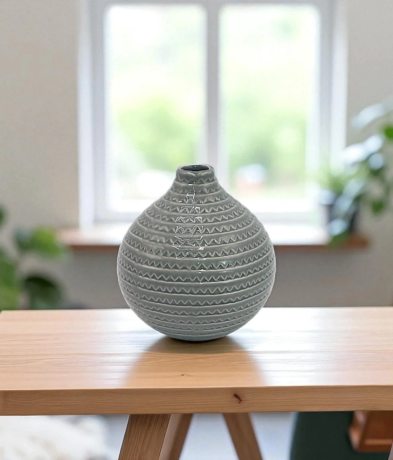 ceramic vase surahi grey china "6.5x3"