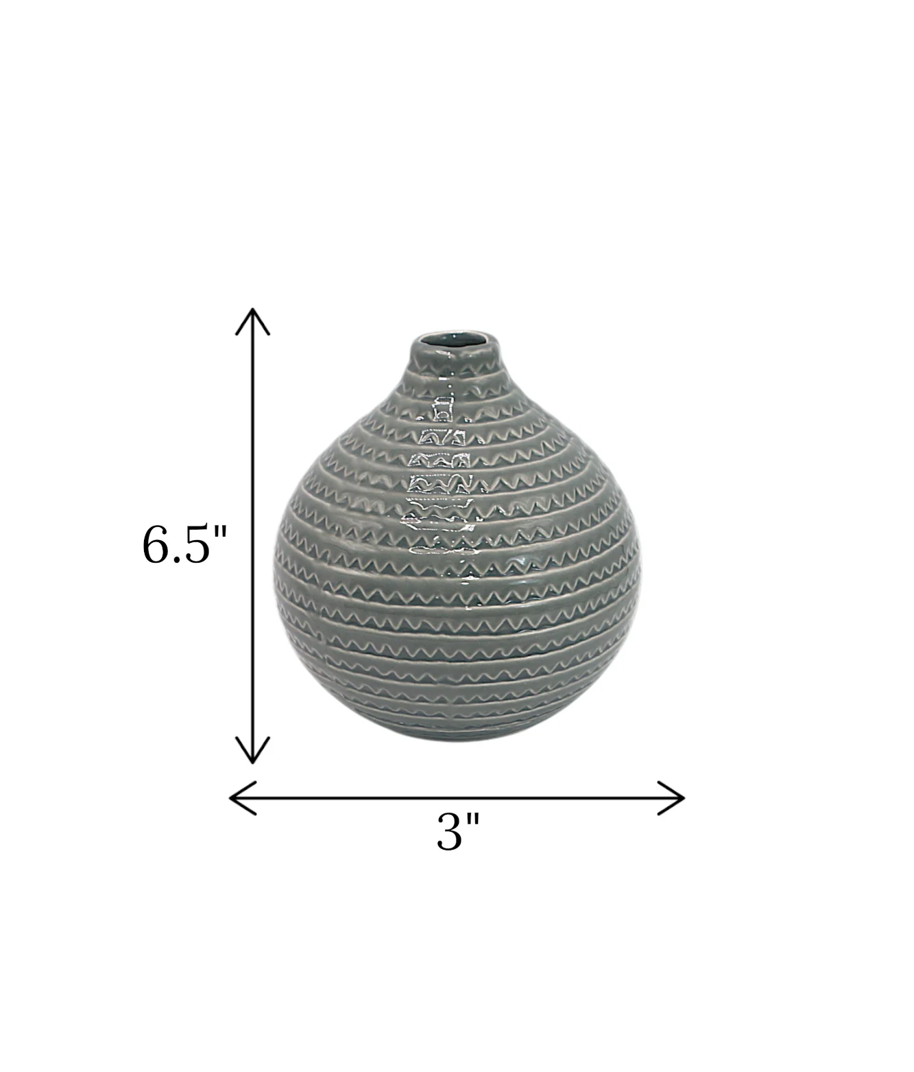 ceramic vase surahi grey china "6.5x3" - Image 2