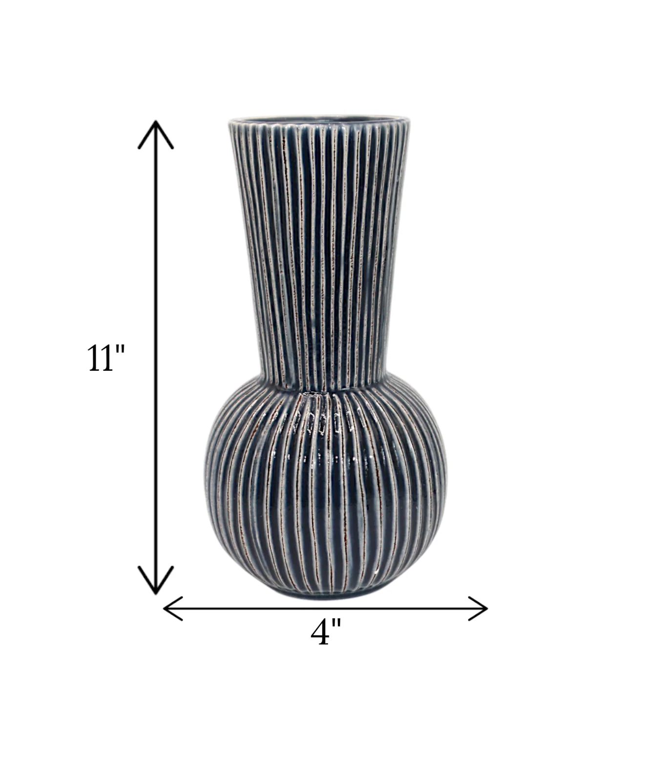 ceramic vase textured blue large china "11x4" - Image 2