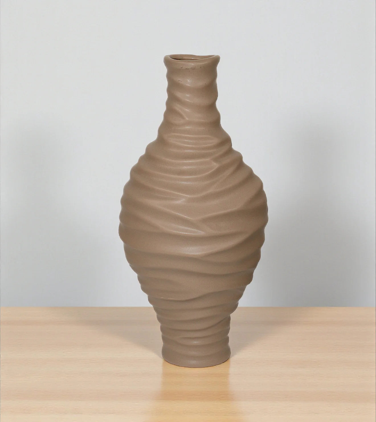ceramic vase textured brown china 12x5.7