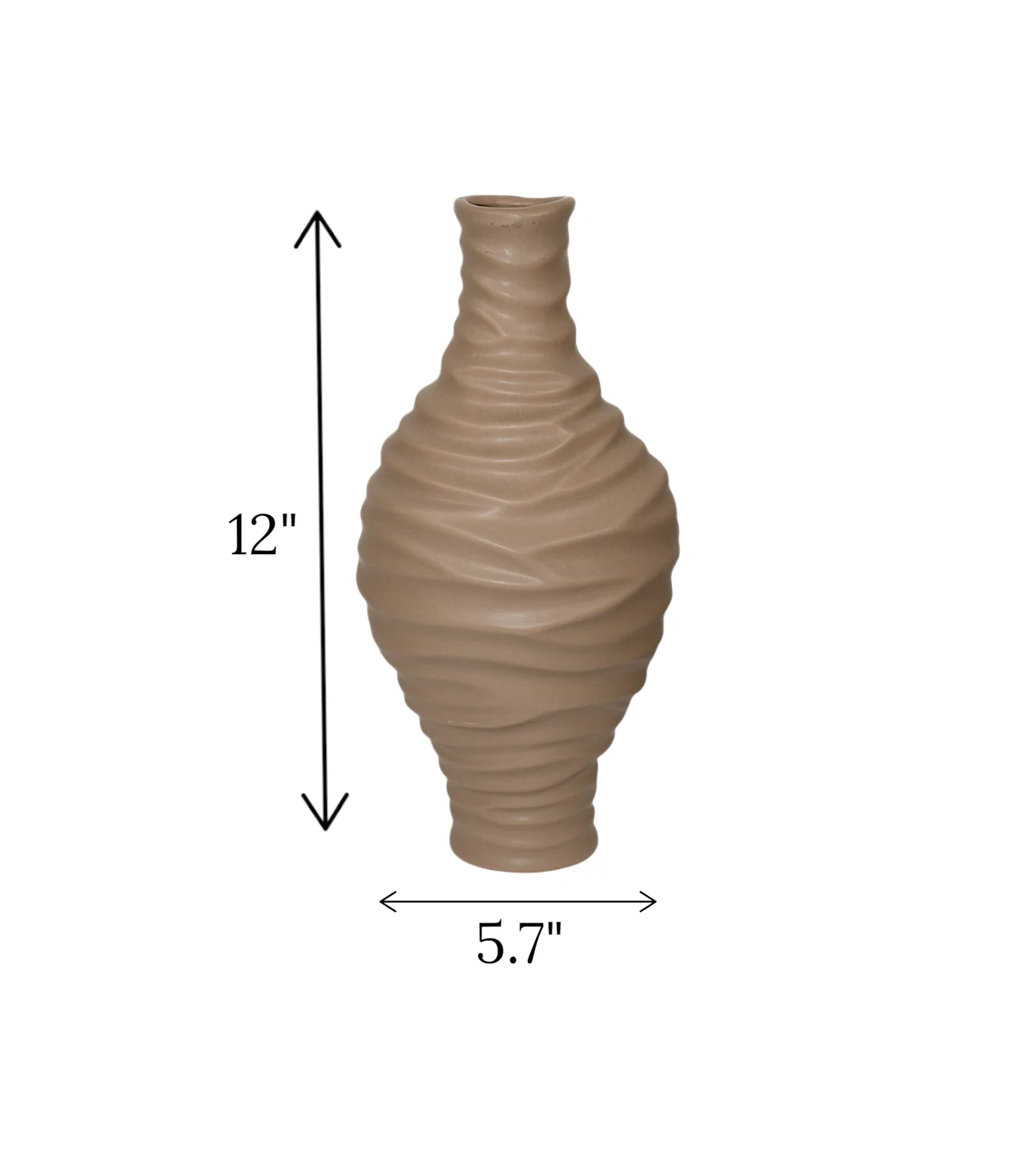 ceramic vase textured brown china 12x5.7 - Image 2