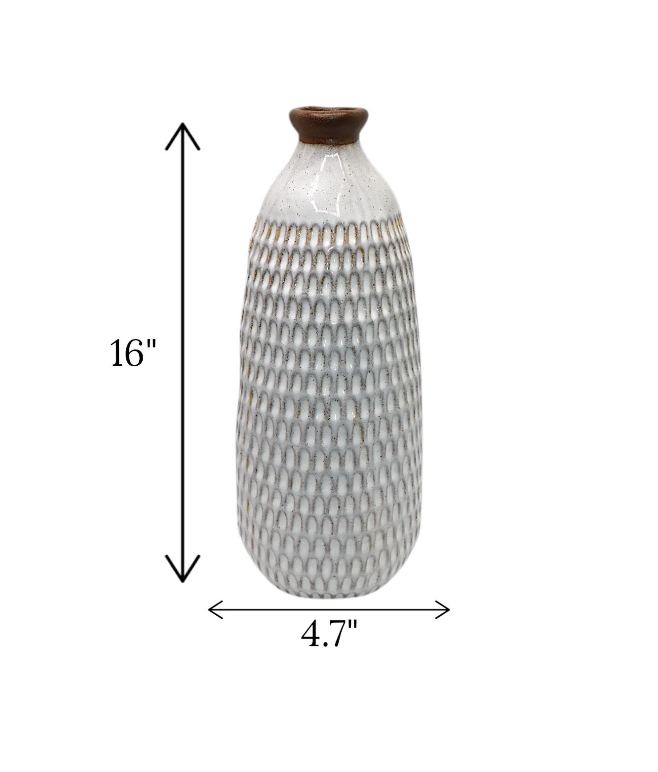 ceramic vase textured grey large china "16x4.7" - Image 2