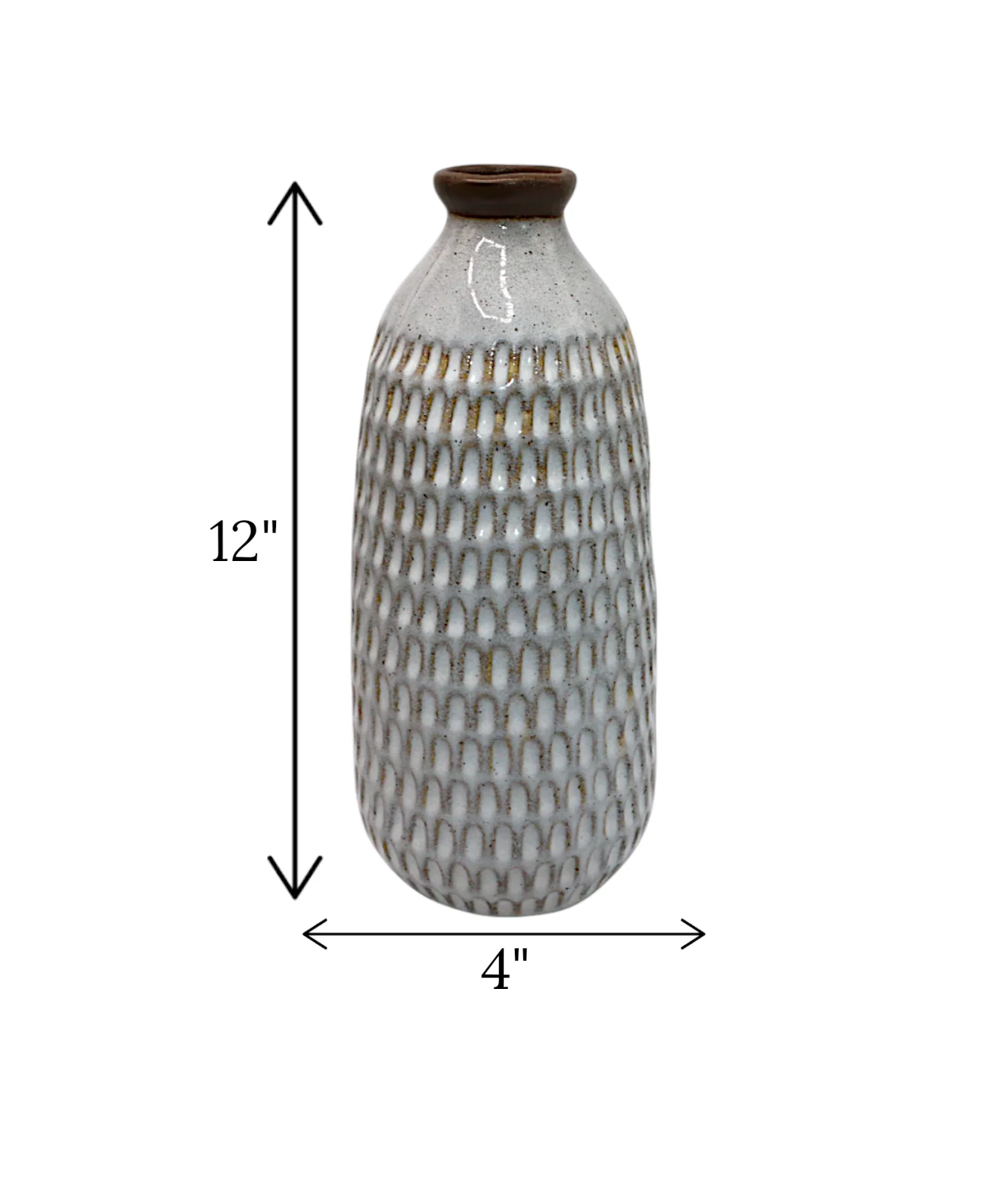 ceramic vase textured grey small china "12x4" - Image 2
