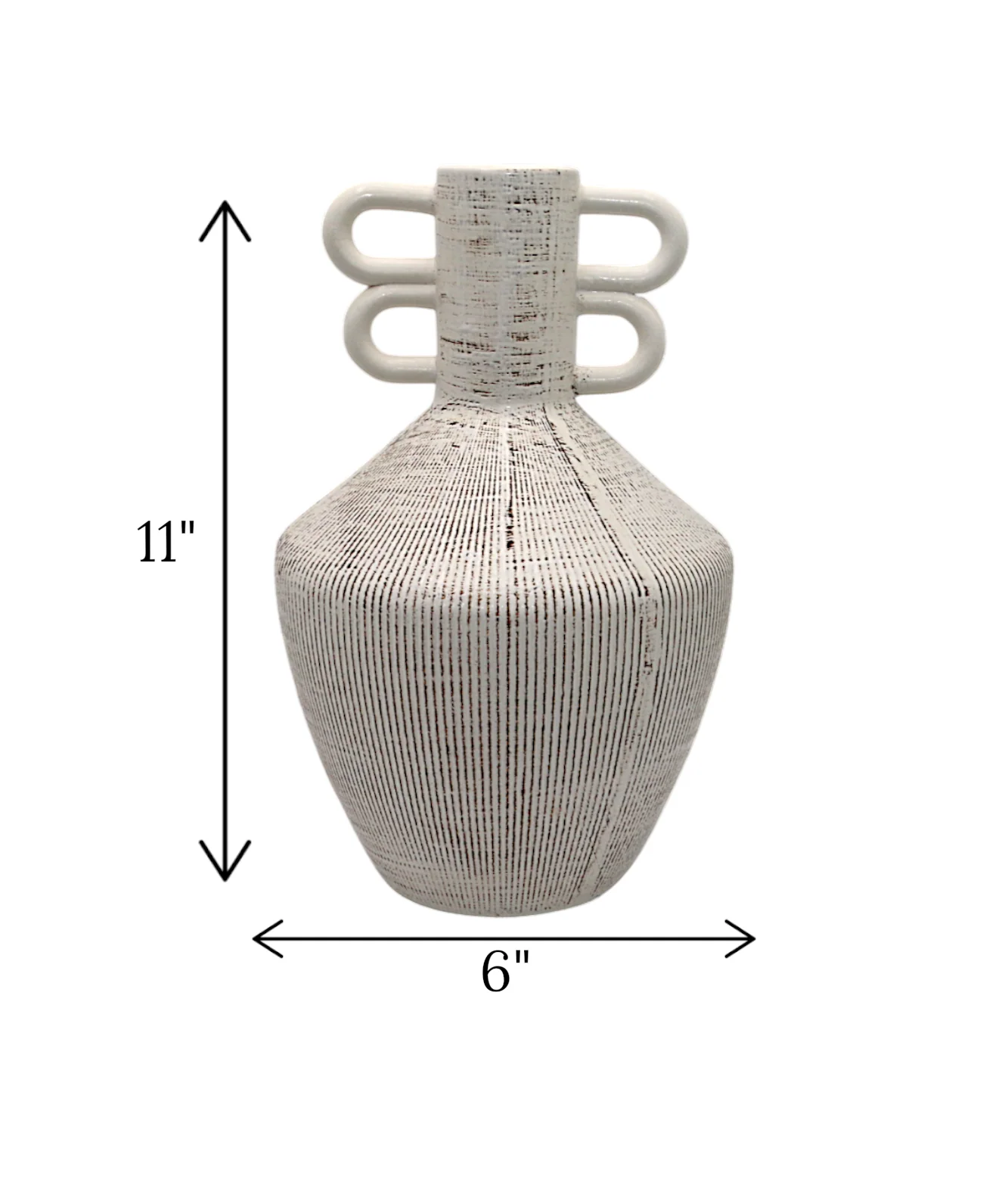 ceramic vase textured surahi white china "11x6" - Image 2