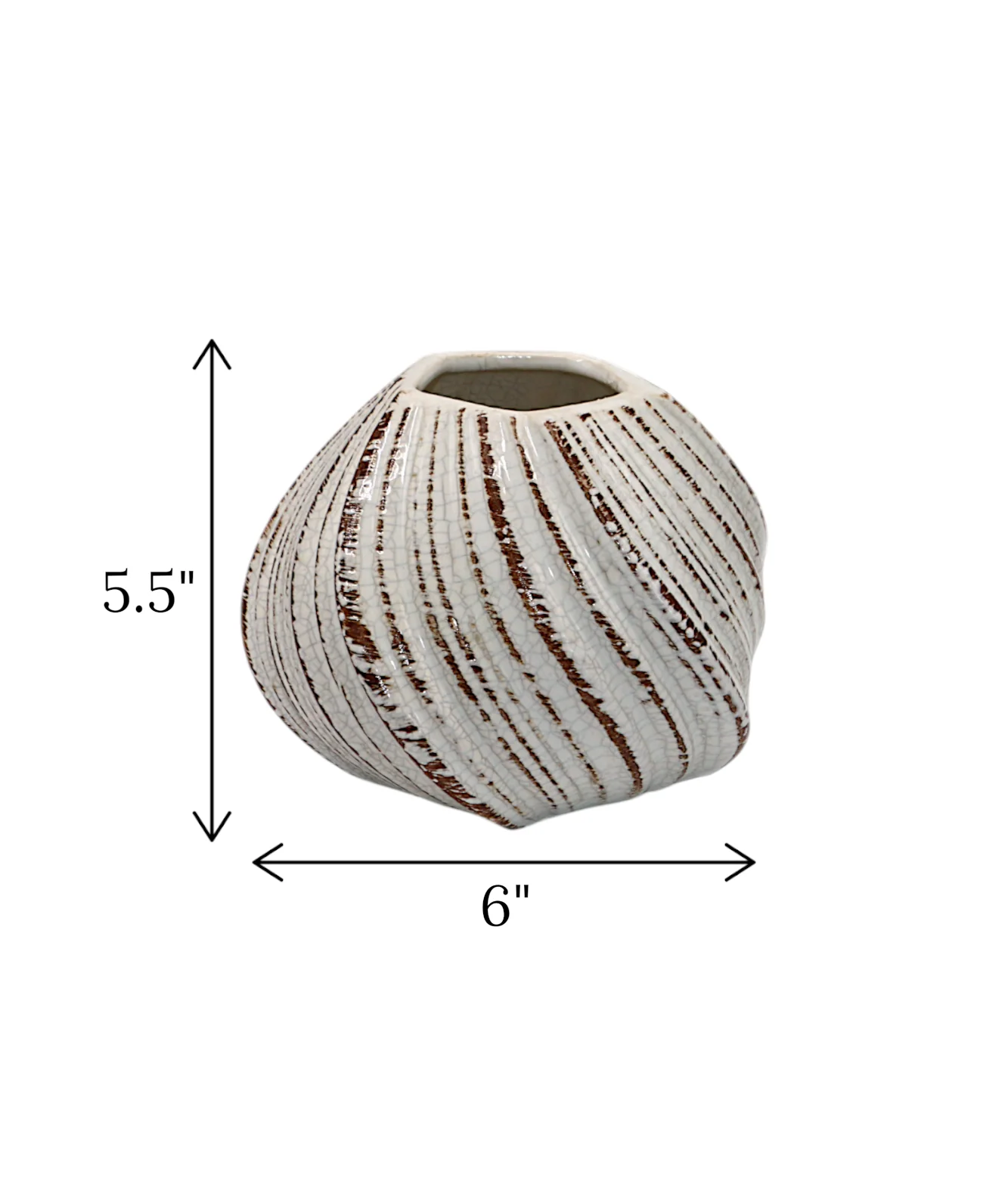 ceramic vase textured white china "5.5x6' - Image 2