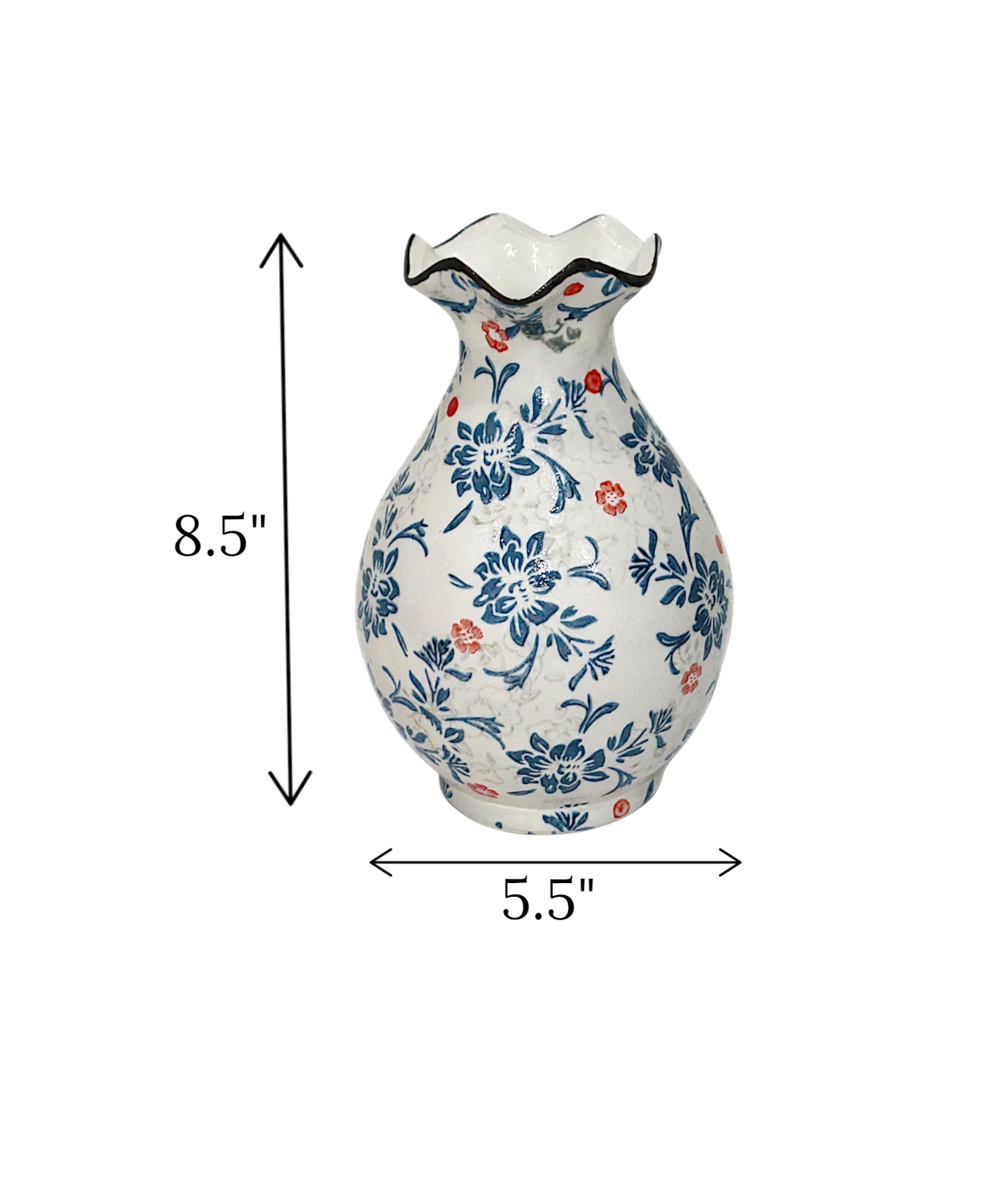 ceramic vase white & blue china 8.5x5.5 - Image 2